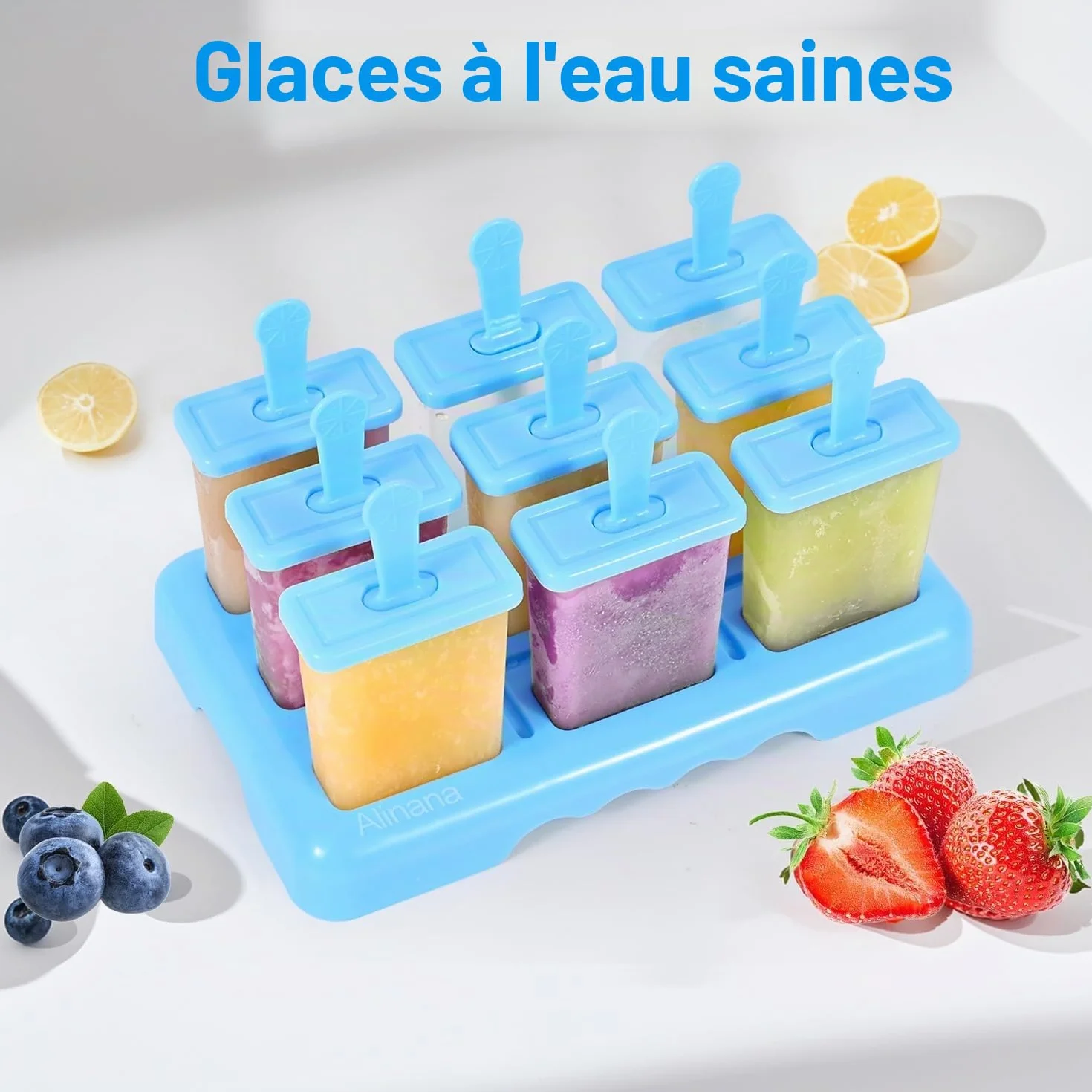 Ensemble de 9 Moules à Glace Réutilisables pour Bébé sans BPA - Moules à Glace DIY avec Brosse de Nettoyage et Entonnoir Pliable en Silicone