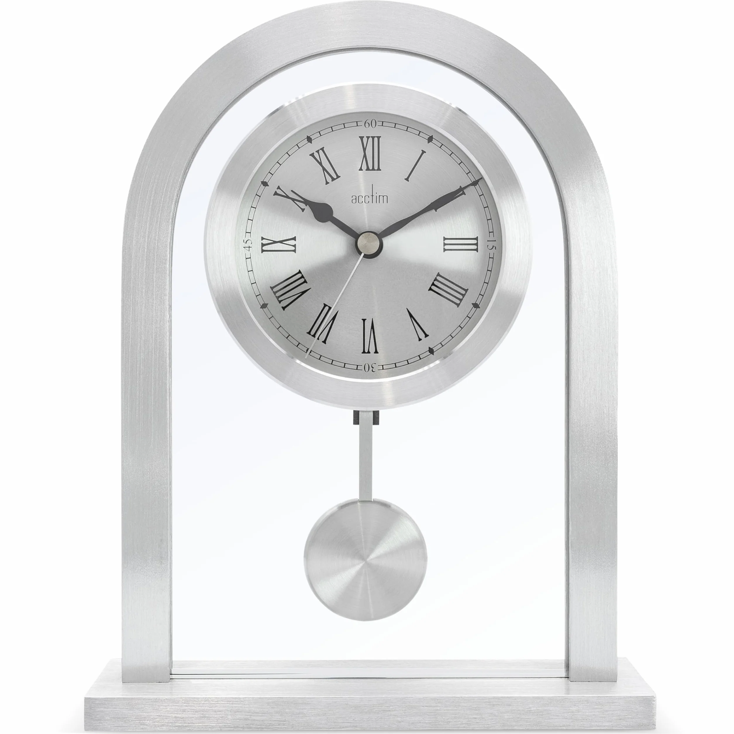 Acctim Pendule de cheminée argentée en Verre 200 x 165 x 50 mm