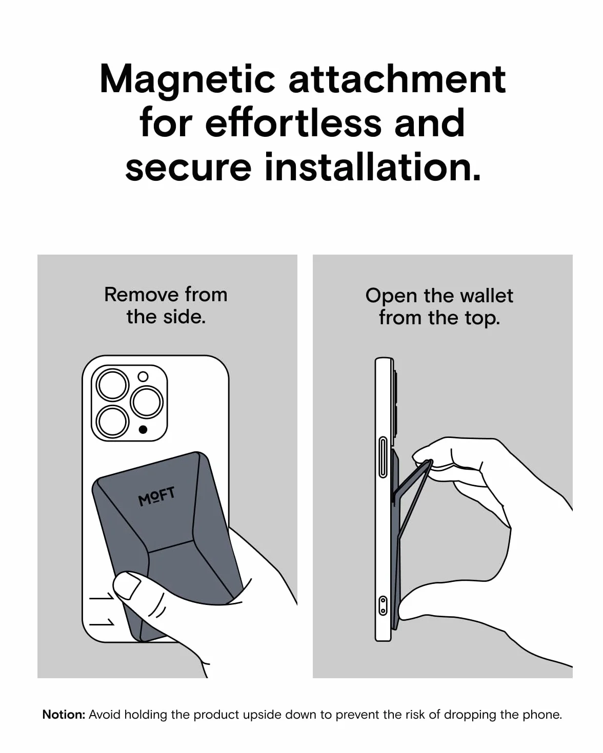 MOFT Magsafe uchwyt na karty iPhone 17/16/15/14/13/12, portfel Magsafe z MOVAS, skóra wegańska, mocny magnetyzm, 3-trybowy uchwyt na telefon komórkowy, 2 uchwyty na karty (zimnoszary)