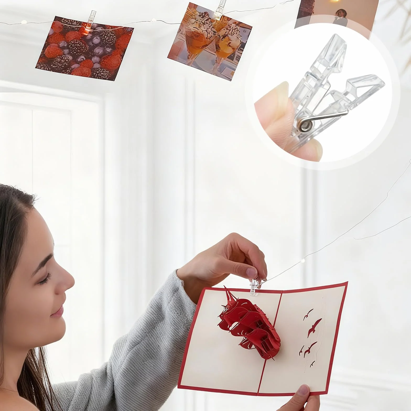 Pinces À Linge Transparentes Miniatures 2,5CM, Plastique pour Photos - Lot de 150