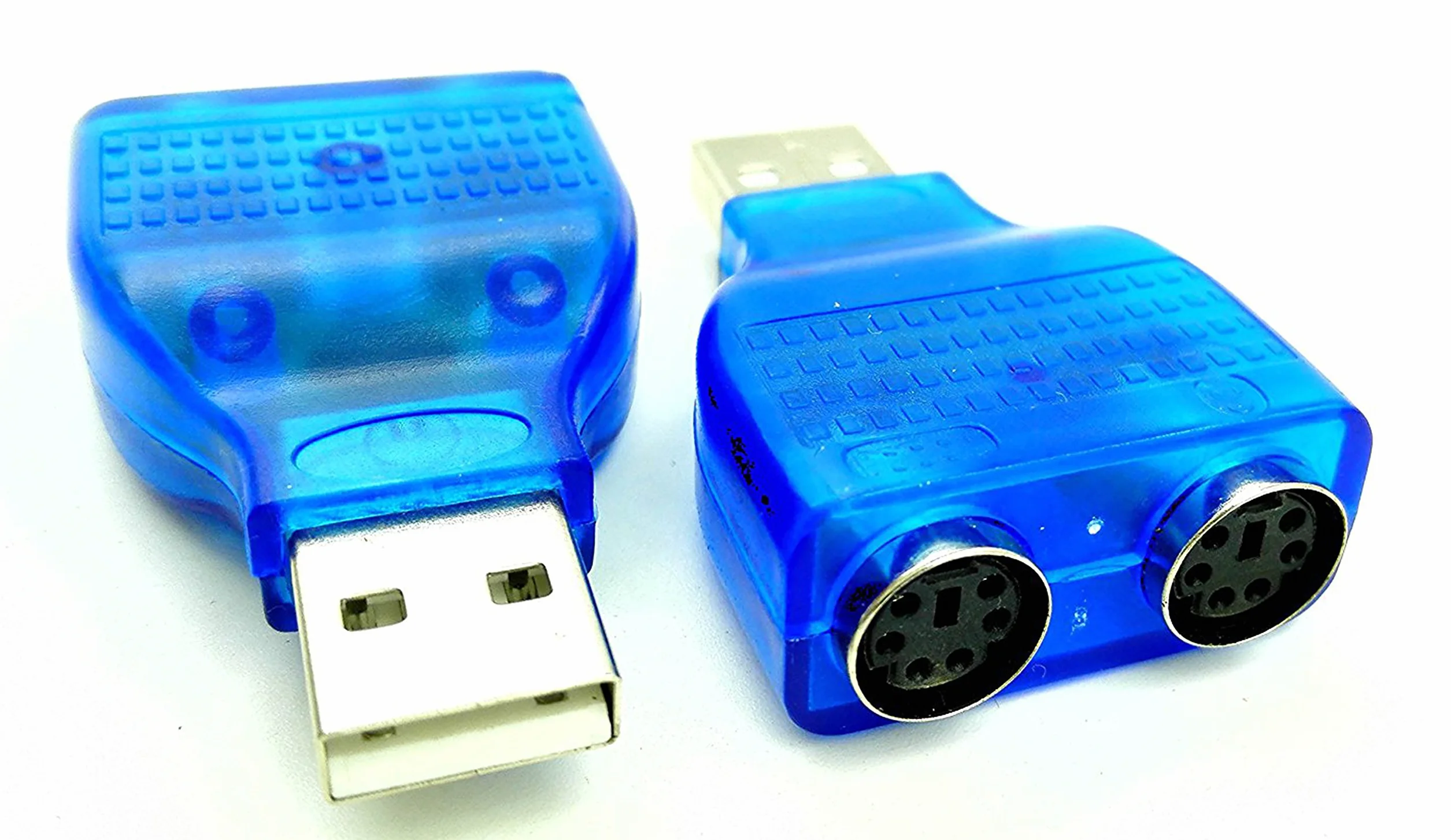 Bleu Souris Clavier USB A mâle vers Dual PS/2 Femelle Adaptateur T-Splitter