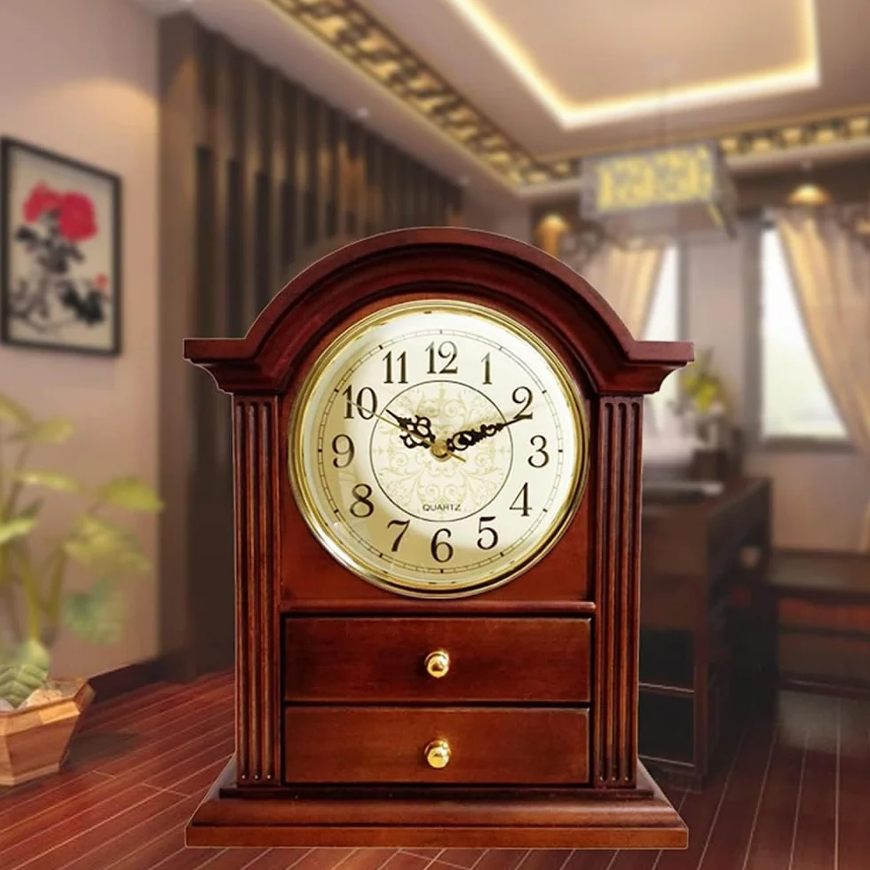 Decoive Horloge de Cheminée en Bois 27,9 cm Décoration Salon Bureau