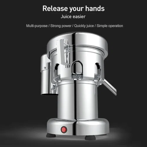 Presse-Agrumes Professionnelle, centrifugeuse à Pression à Froid 370 W, Robuste, en Acier Inoxydable, idéale pour Les Bars à jus, Restaurants et hôtels. Vitesse : 4 300 TR/Min.
