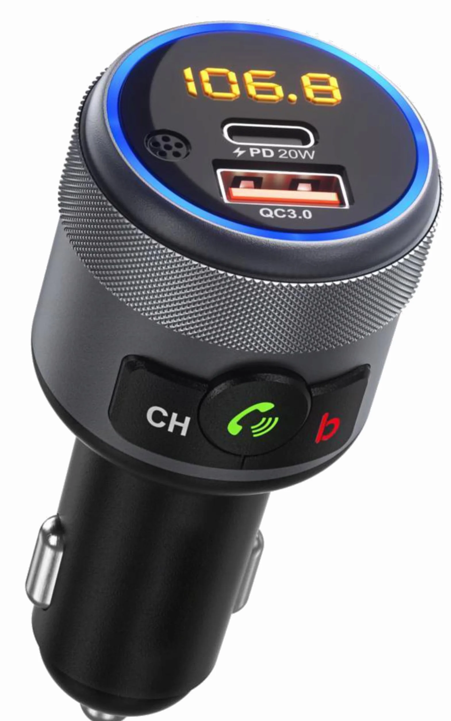 LTC Transmiter Samochodowy LTC TR252 z Bluetooth 5.1 - Wysoka Jakość Dźwięku, Zestaw Głośnomówiący, Szybka Ładowarka Power Delivery 3.0, Tester Napięcia Akumulatora