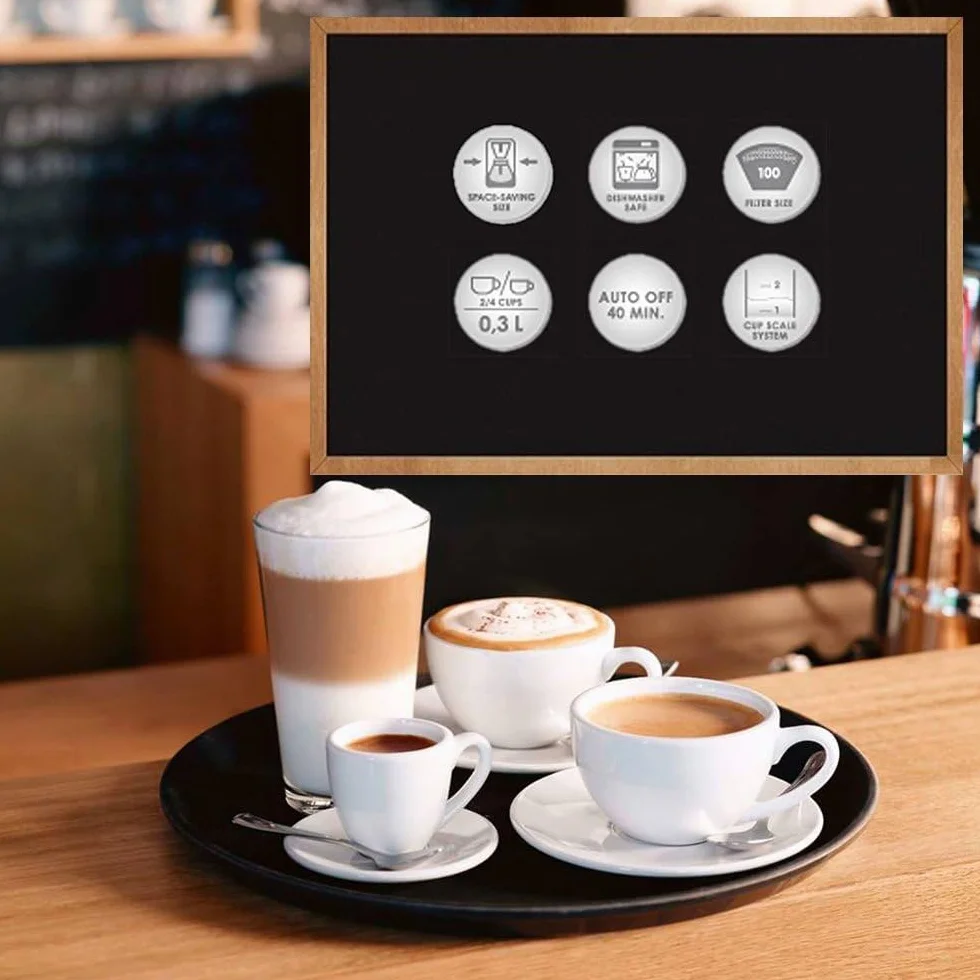 Melitta, Cafetière Filtre AROMABOY 0,25L Blanc, Design Compact, Température d'Infusion Optimale, Fonction Arrêt automatique, Porte-filtres 100 pour 2 tasses,1015-01,500W