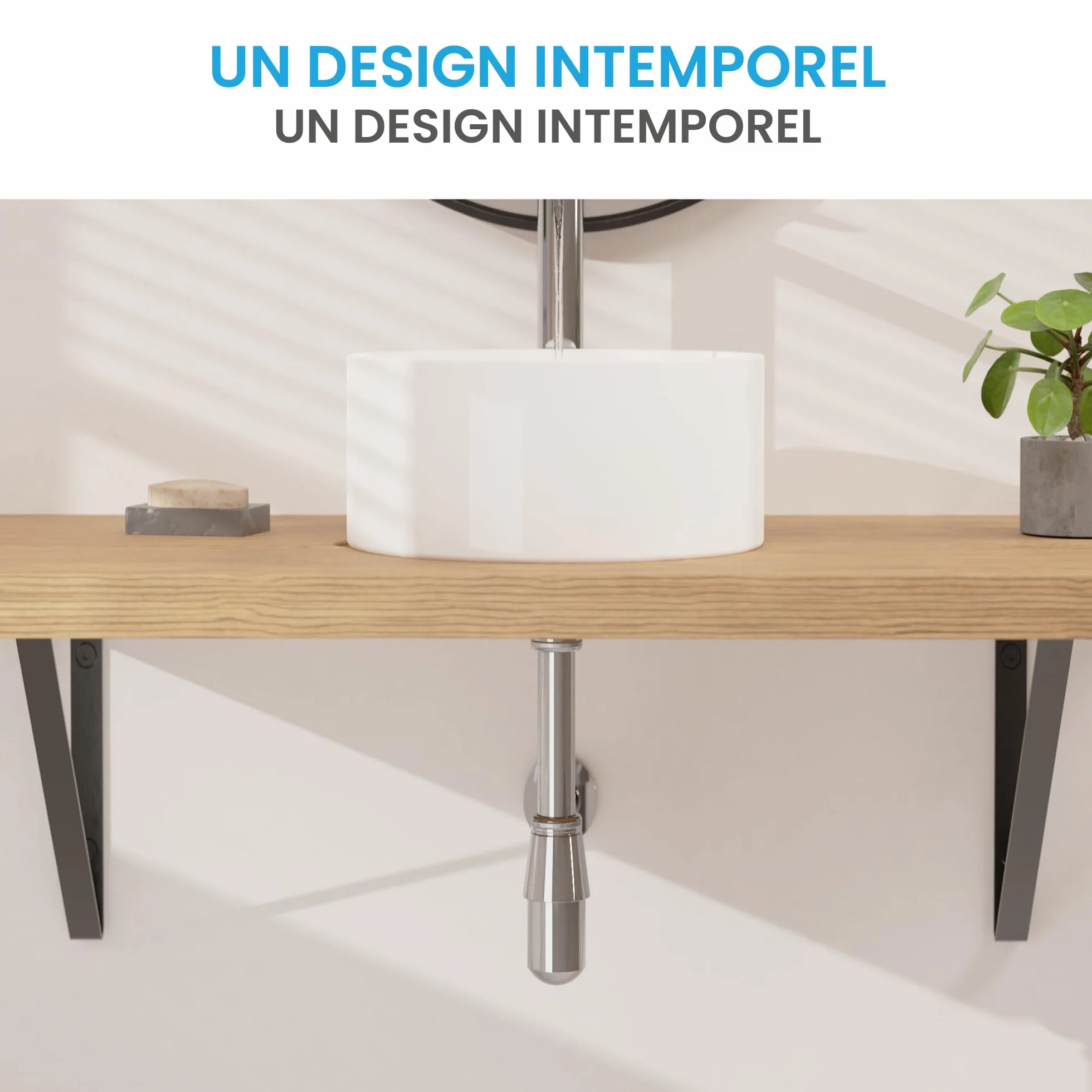 Siphon à Tasse Universel Bächlein pour Lavabos et Éviers, Écoulement à Bouteille Design