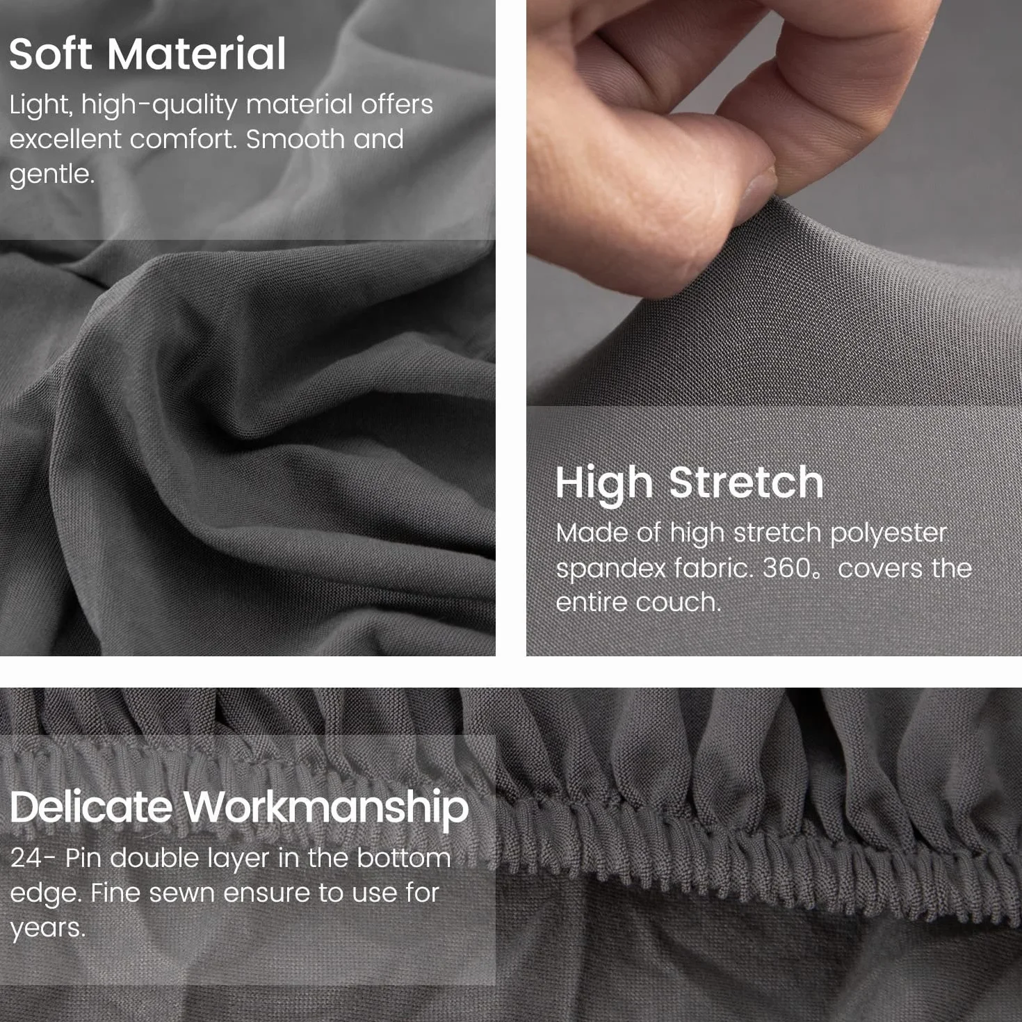 Housse de Canapé d'angle en Forme de L Lot de 2, Protection Canapé Extensible Gris