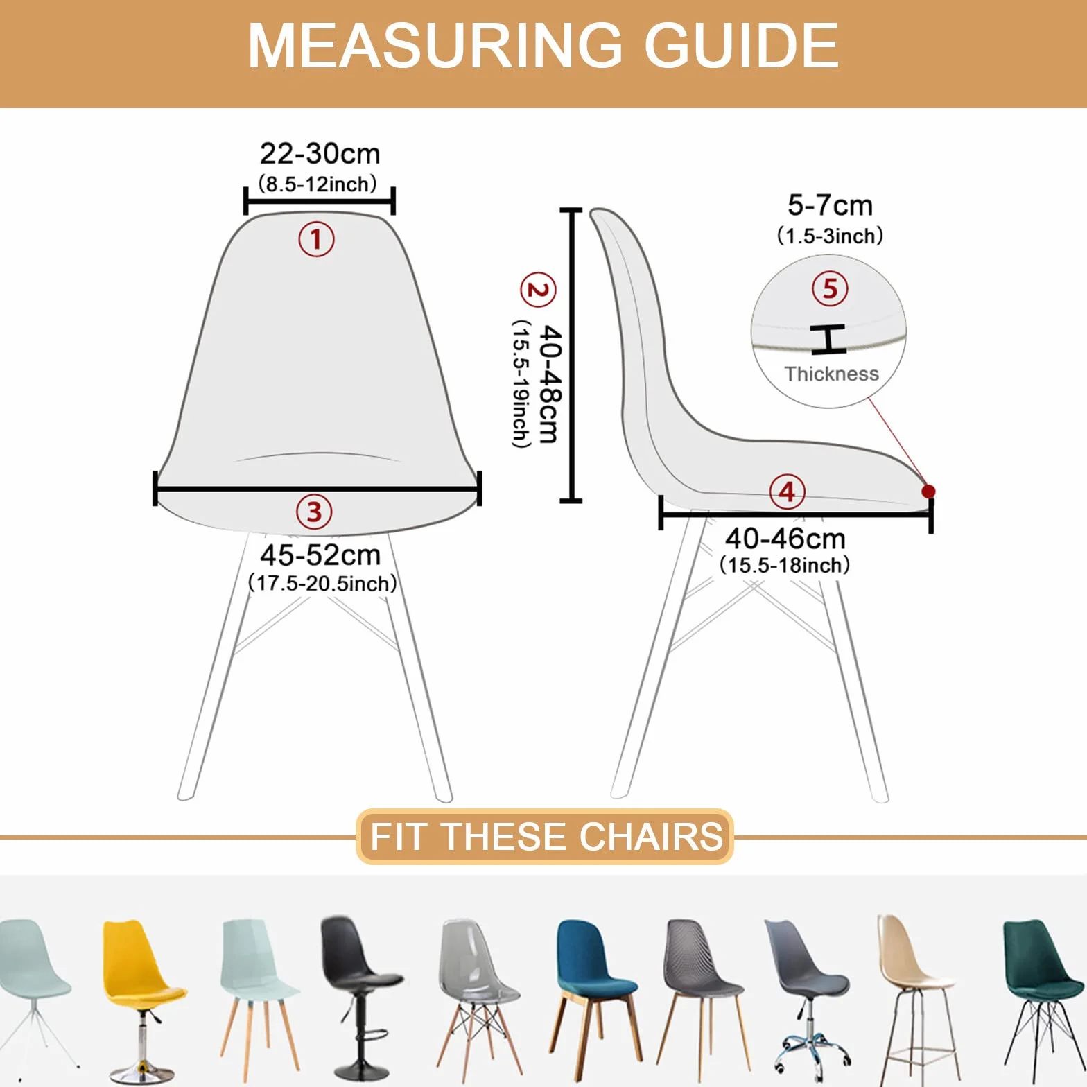 Velours Luxe Housse de Chaise Scandinave Extensible, Lot de 2 pour Salle à Manger Cuisine Salon, Jaune