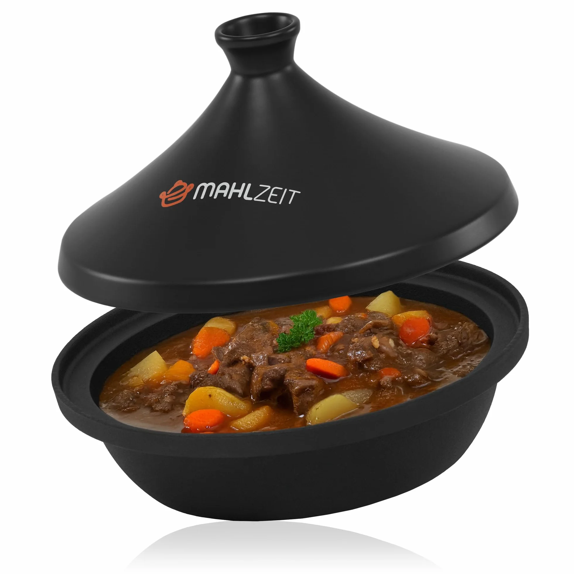 Mahlzeit Tagine en fonte | Ø 25 cm | émaillée | Casserole à tajine avec couvercle en céramique émaillée pour four, cuisinière électrique, cuisinière à gaz, induction | Tajine pour cuisine marocaine