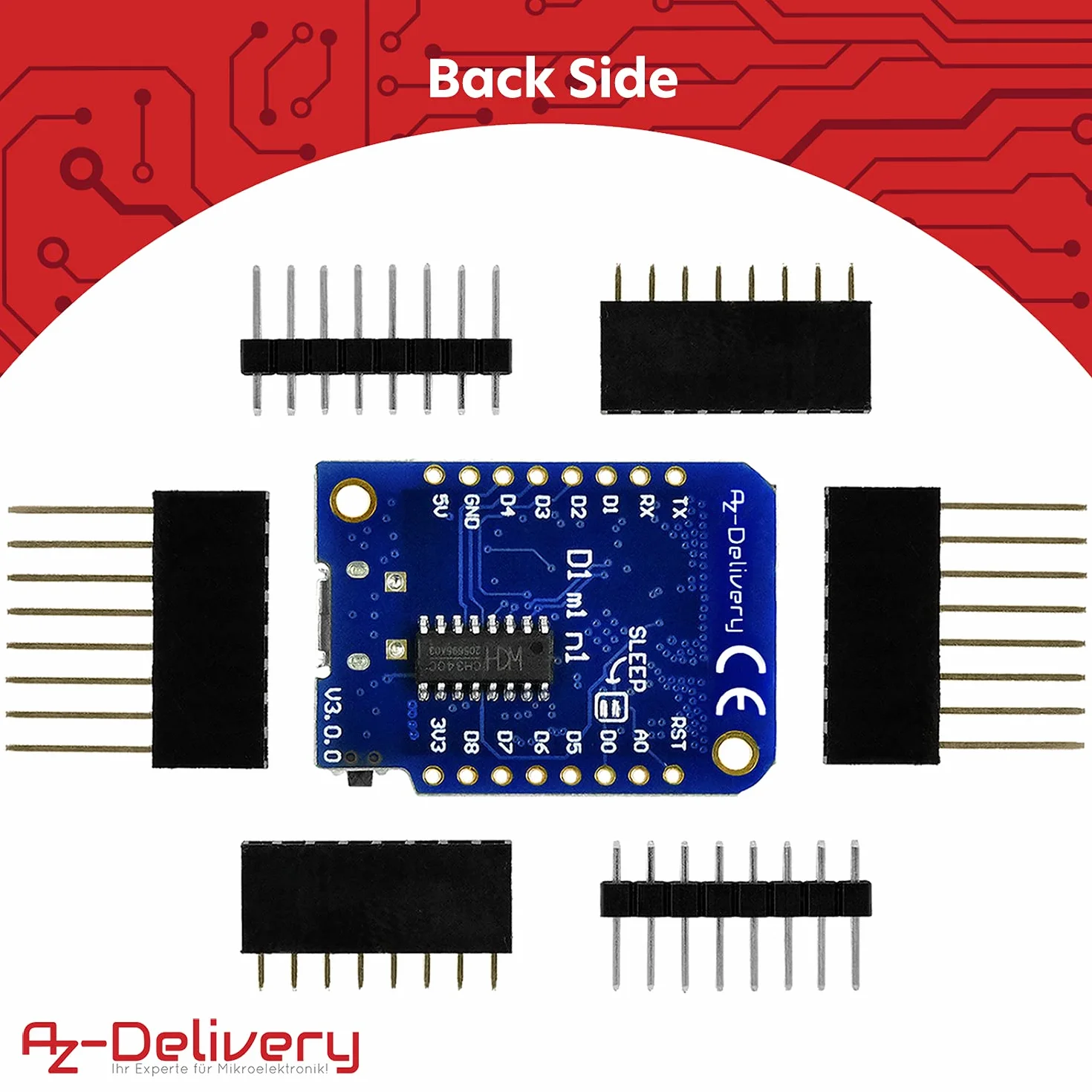 AZDelivery D1 Mini V3 NodeMCU ESP8266EX WLAN Moduł kompatybilny z Arduino w tym E-Book!