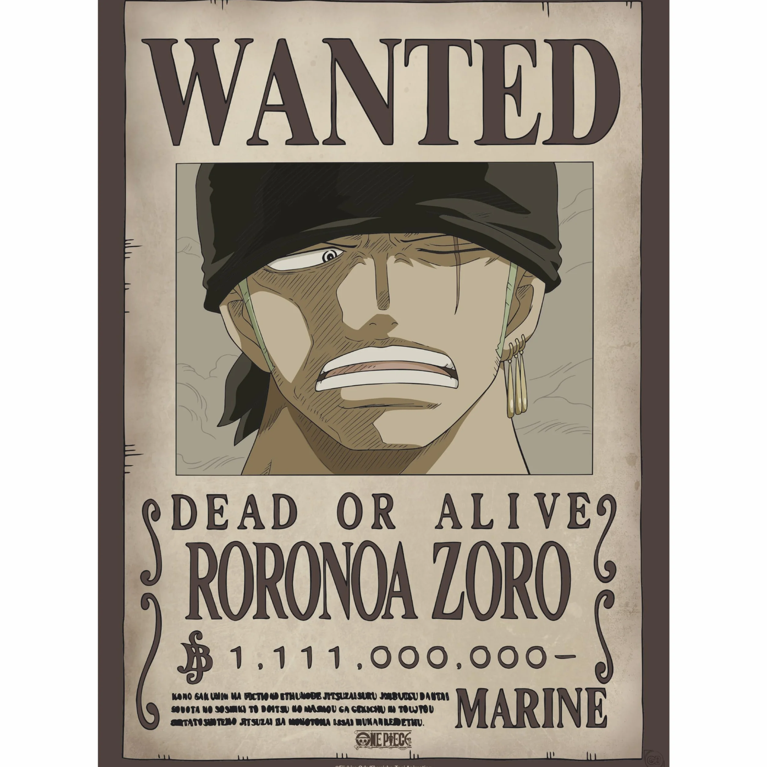 Plakat ONE PIECE Wanted Zoro
