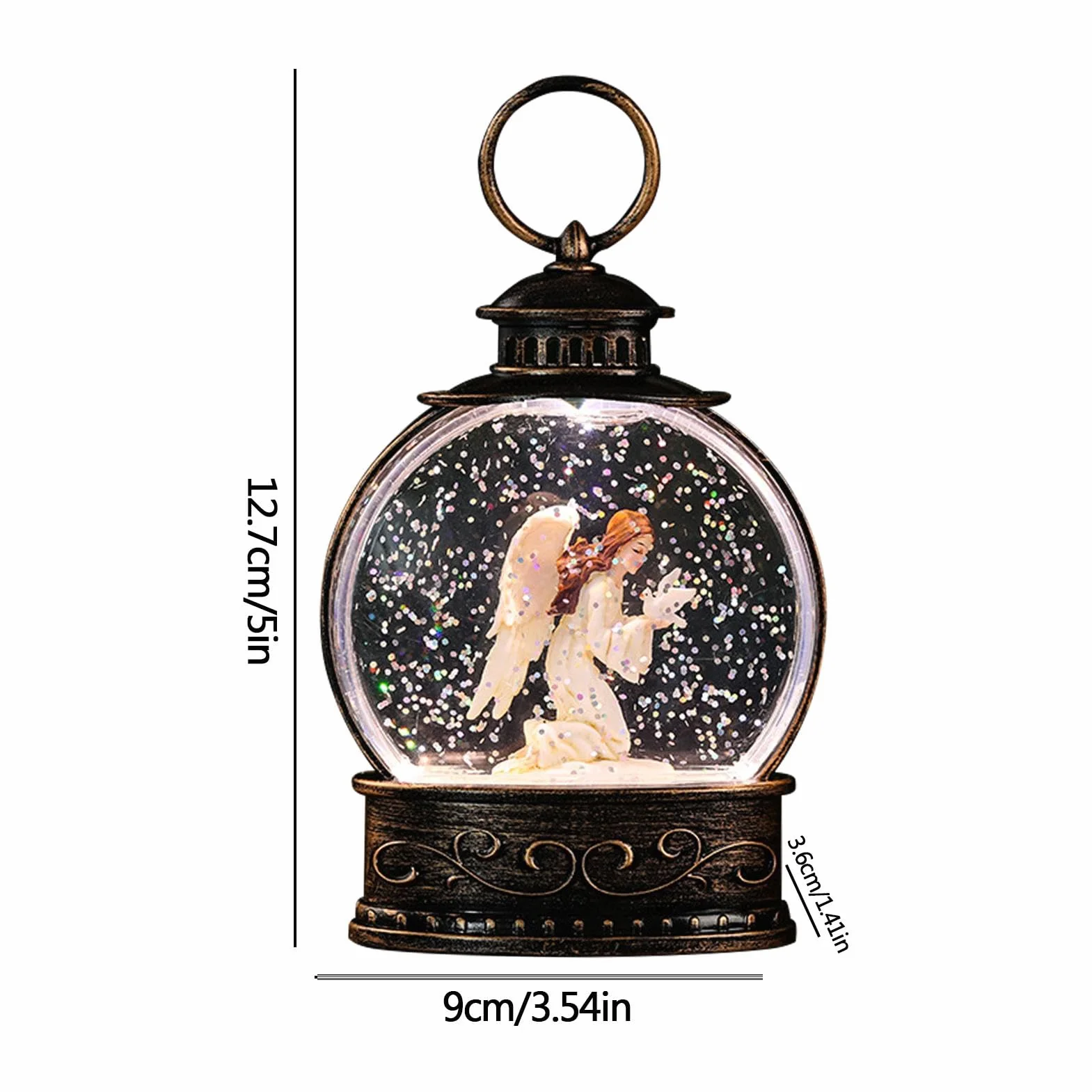 Lampe boule à neige éclairée, boule à neige musicale, lanterne boule à neige avec paillettes, lanterne boule à neige de Noël, boîte à musique
