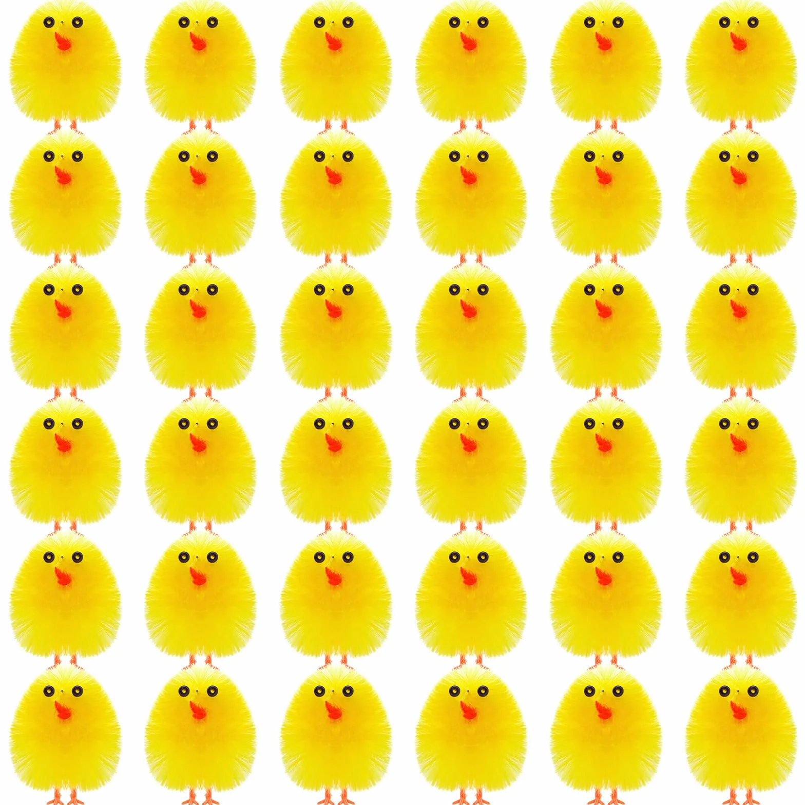 PLULON Lot de 36 mini poussins jaunes de Pâques en chenille pelucheuse