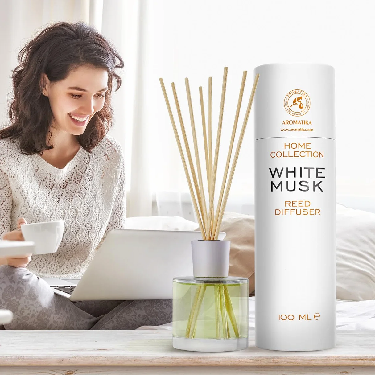 Diffuseur de Parfum Musc Blanc 100 ML - Fraîche et Durable - Assainisseur d'Air - Aromathérapie