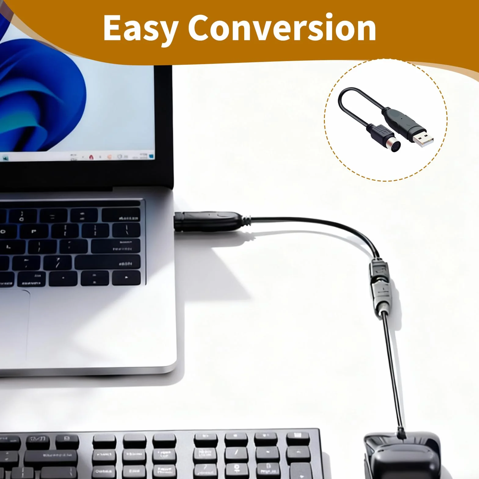 Adaptateur USB vers PS/2, Dual PS2 Femelle vers USB Mâle pour Clavier, Souris