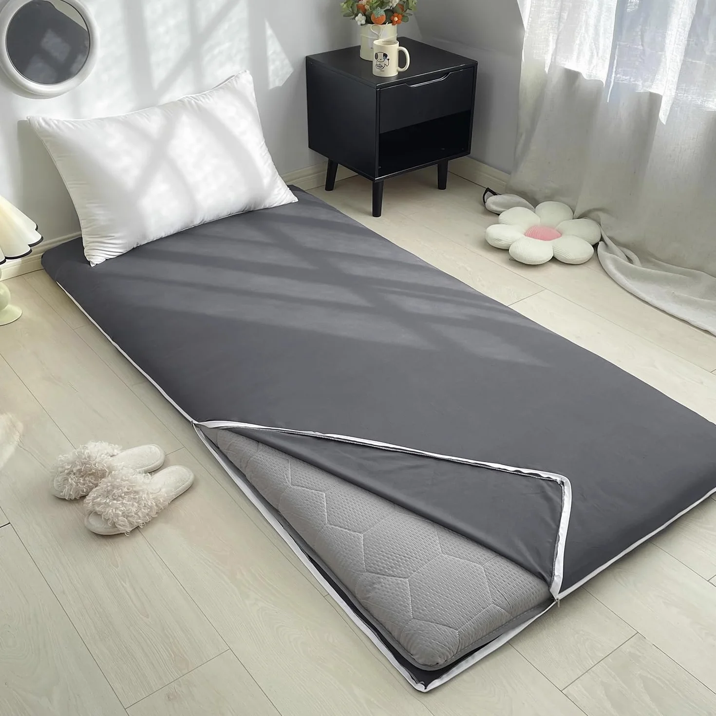 Housse De Matelas Futon Queen/King Zip 80x200cm Matelas De Sol Japonais Imprimé pour Camping