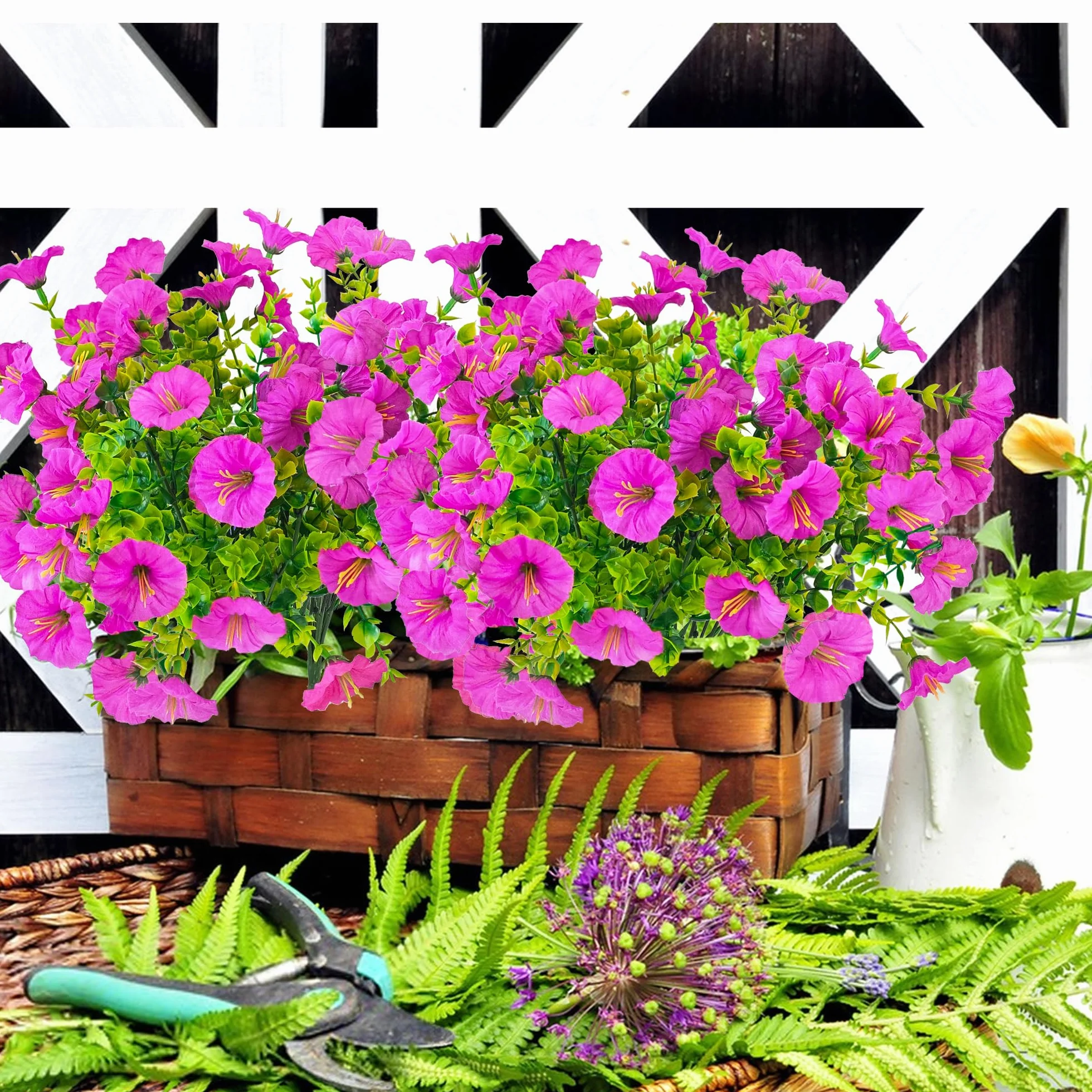 TINA Fleurs Artificielles 6 Bouquet Gloire du Matin Résistantes aux UV Décoration Extérieur Maison Jardin