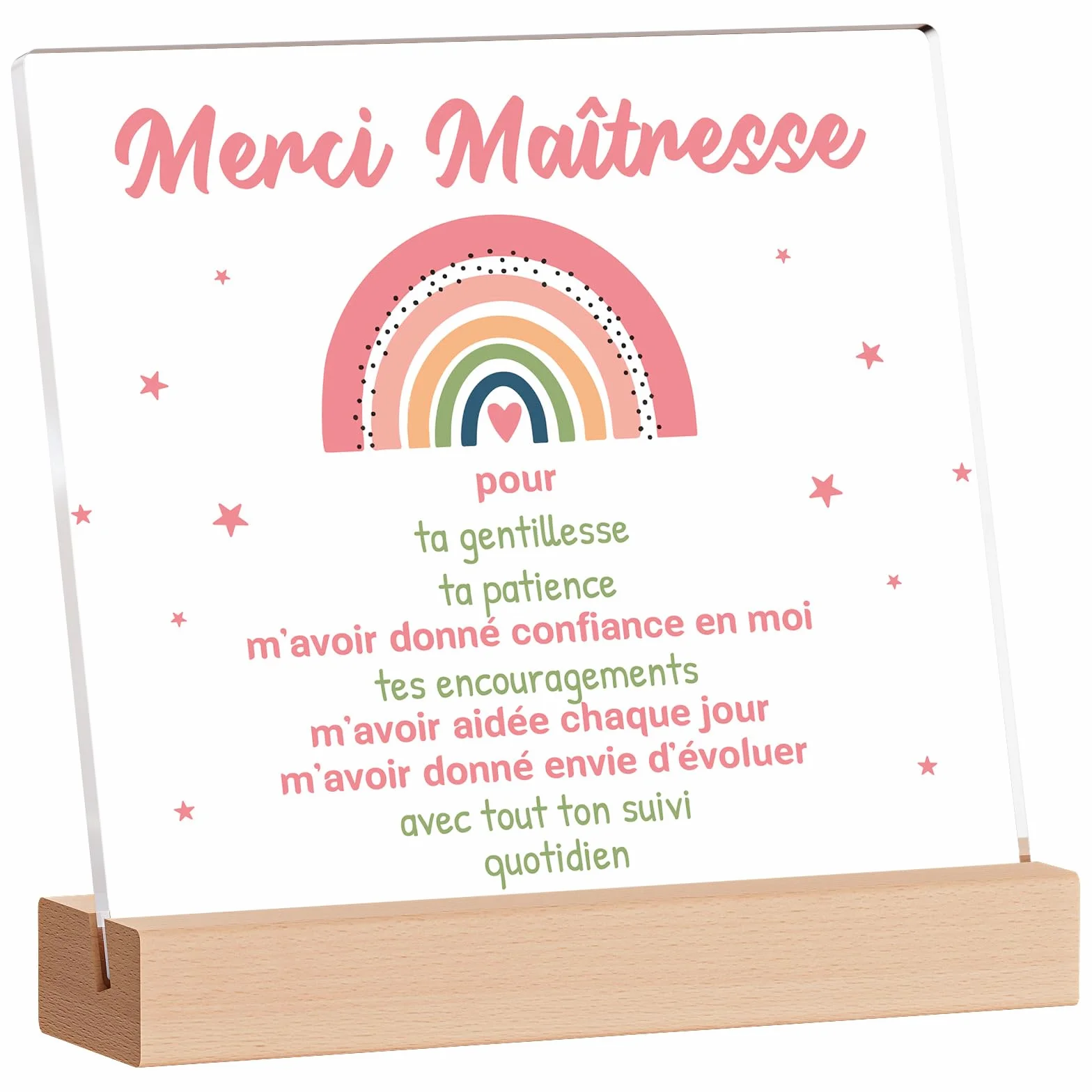 KAAYEE Décoration Acrylique Plaque Merci Maîtresse Cadeau Fin d'année