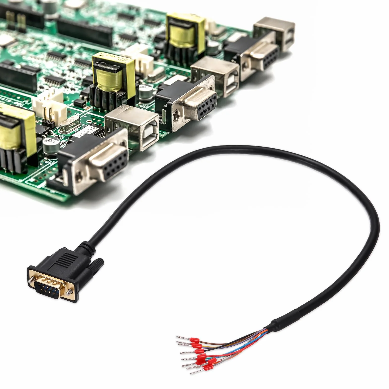QUARKZMAN DB9 RS232 kabel szeregowy, 26AWG DB9, wtyczka do niegołego drutu z 9 terminalami okablowania, przedłużenie RS232, podwójnie ekranowany kabel, 0,5 m