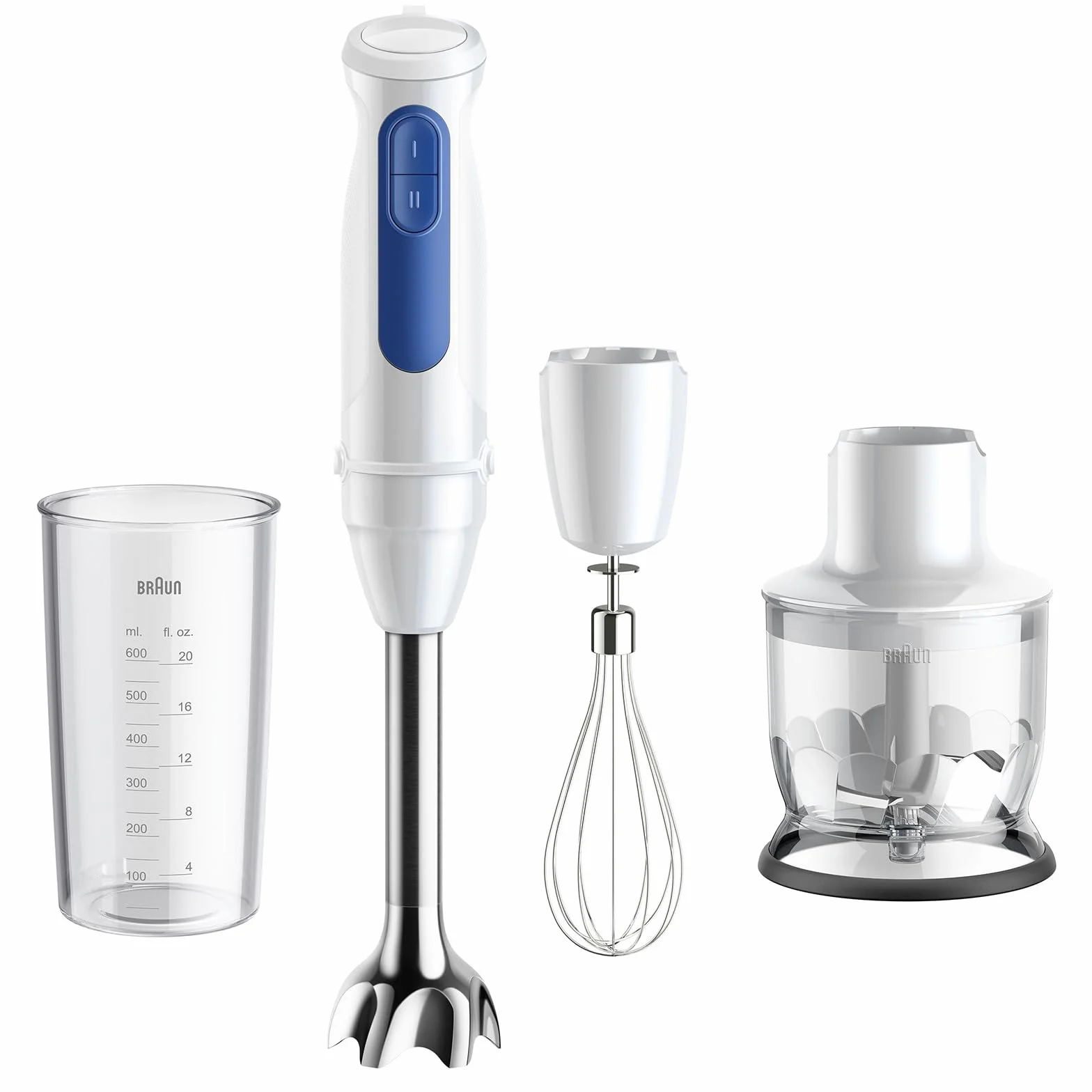 Braun MultiQuick 3 MQ30.202M, Mixeur Plongeant avec Technologie PowerBell VPlus, 2 Vitesses+Turbo, EasyClick Plus pour Accessoires, Anti Éclaboussures, Hachoir 350ml, Verre 600ml, Fouet, 900W, Noir