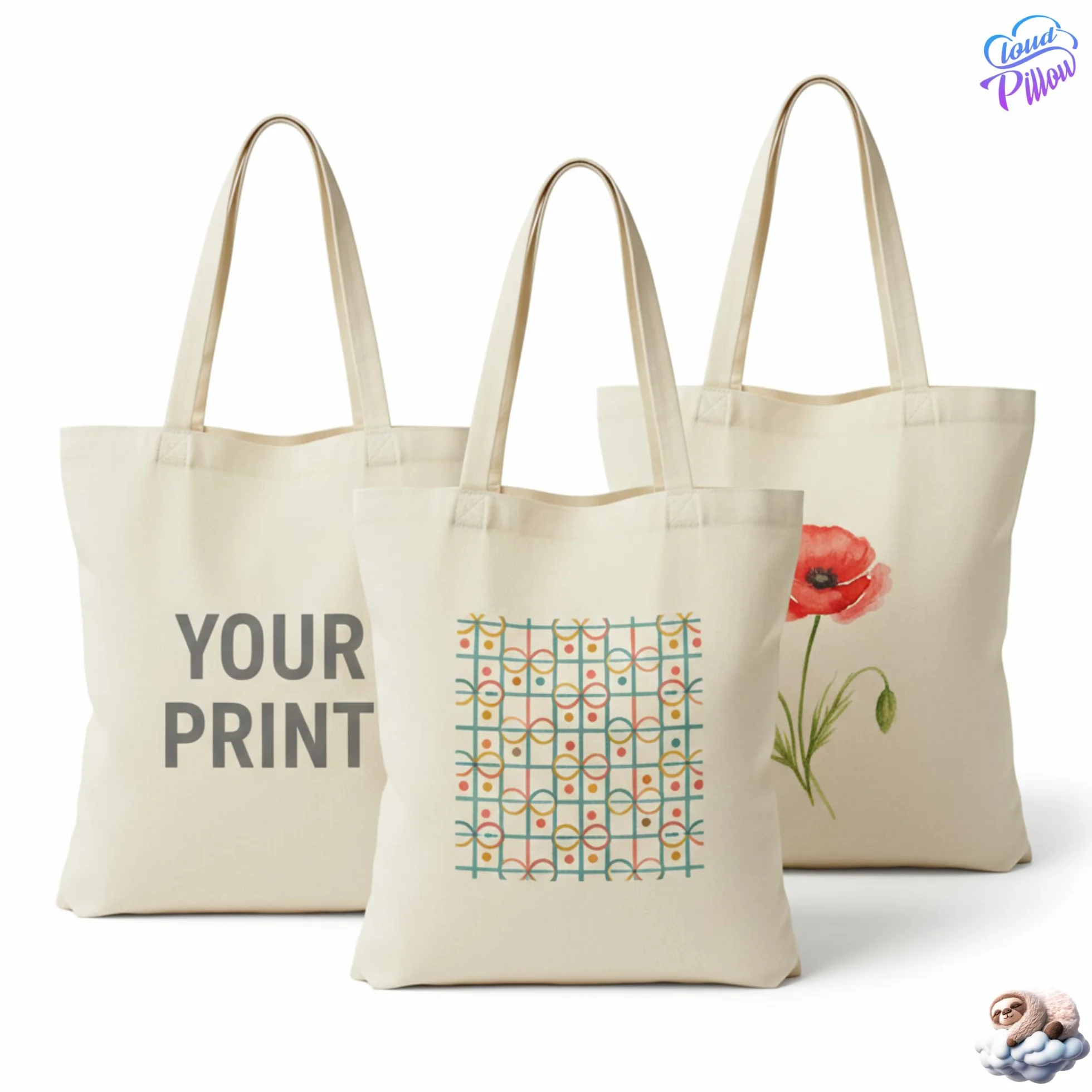 Cloud Pillow sac coton 38 x 42 cm – tote bag coton 100% 144 g/m², anses env. 70 cm, tote bag vierge pour le DIY – pratique au quotidien, pour l’université et le bureau – OEKO-TEX Standard 100