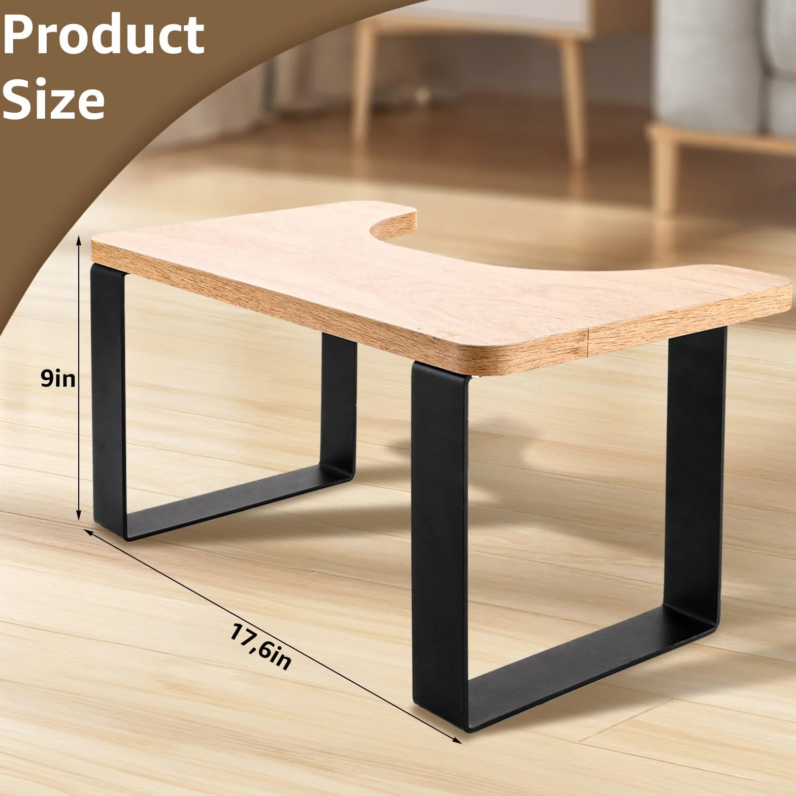 Tabouret de toilette, pour adulte, en métal et bois, noir mat, pour développer une position assise correcte et confortable