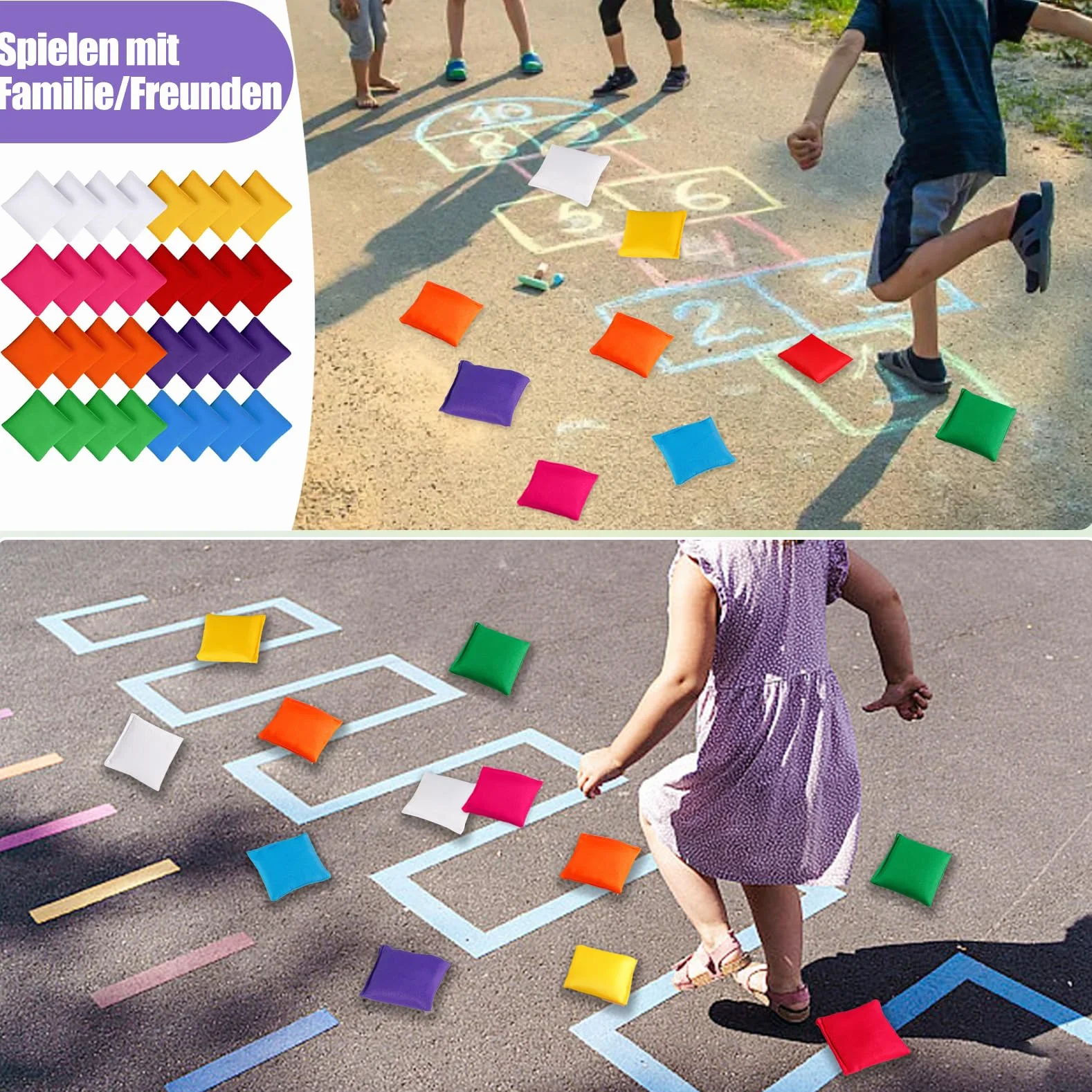 Lot de 32 sacs de cornhole en nylon - Jeu de cornhole intérieur et extérieur - 8 couleurs
