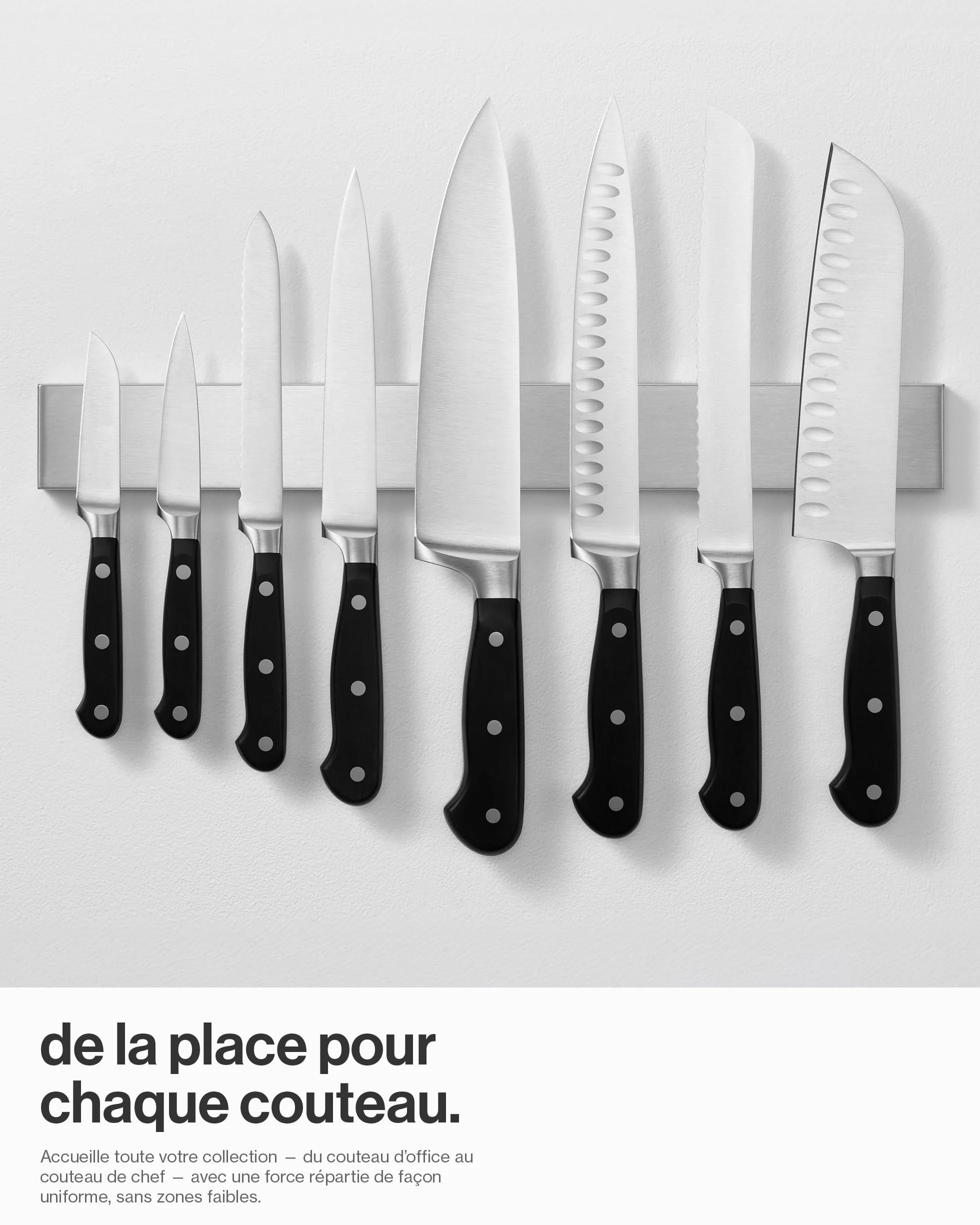 LARHN Porte Couteaux Aimanté 40 cm Acier Inoxydable Barre Aimantée pour Couteaux Cuisine