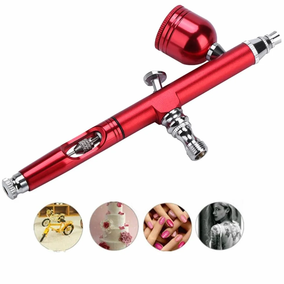 Kit aérographe 0.3 mm double action alimentation par gravité 2 couleurs pour peinture artisanat modèle