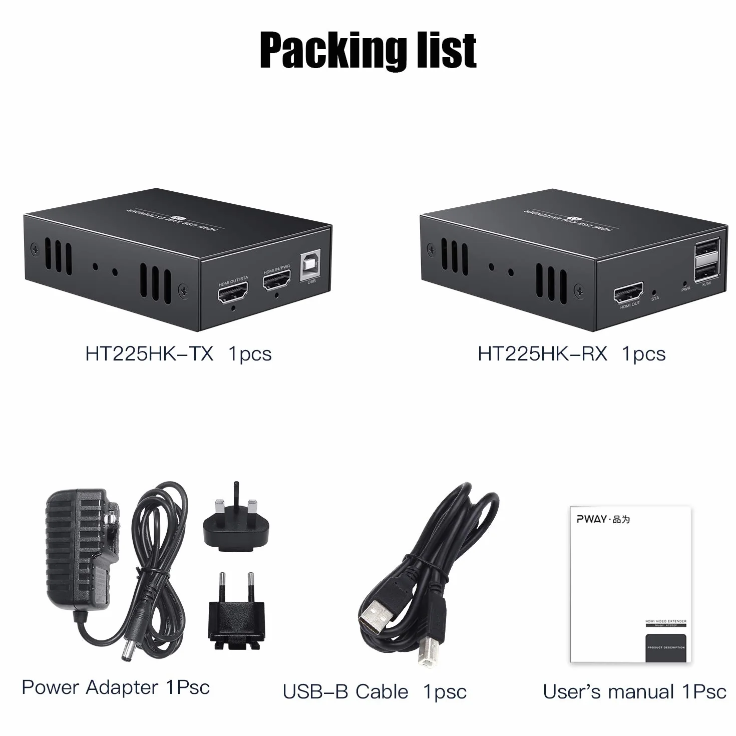 PWAYTEK Przedłużacz HDMI KVM USB 1080P Over Cat5e/6 kabel Ethernet 45 m do sterowania myszką i klawiaturą sygnały zdalne