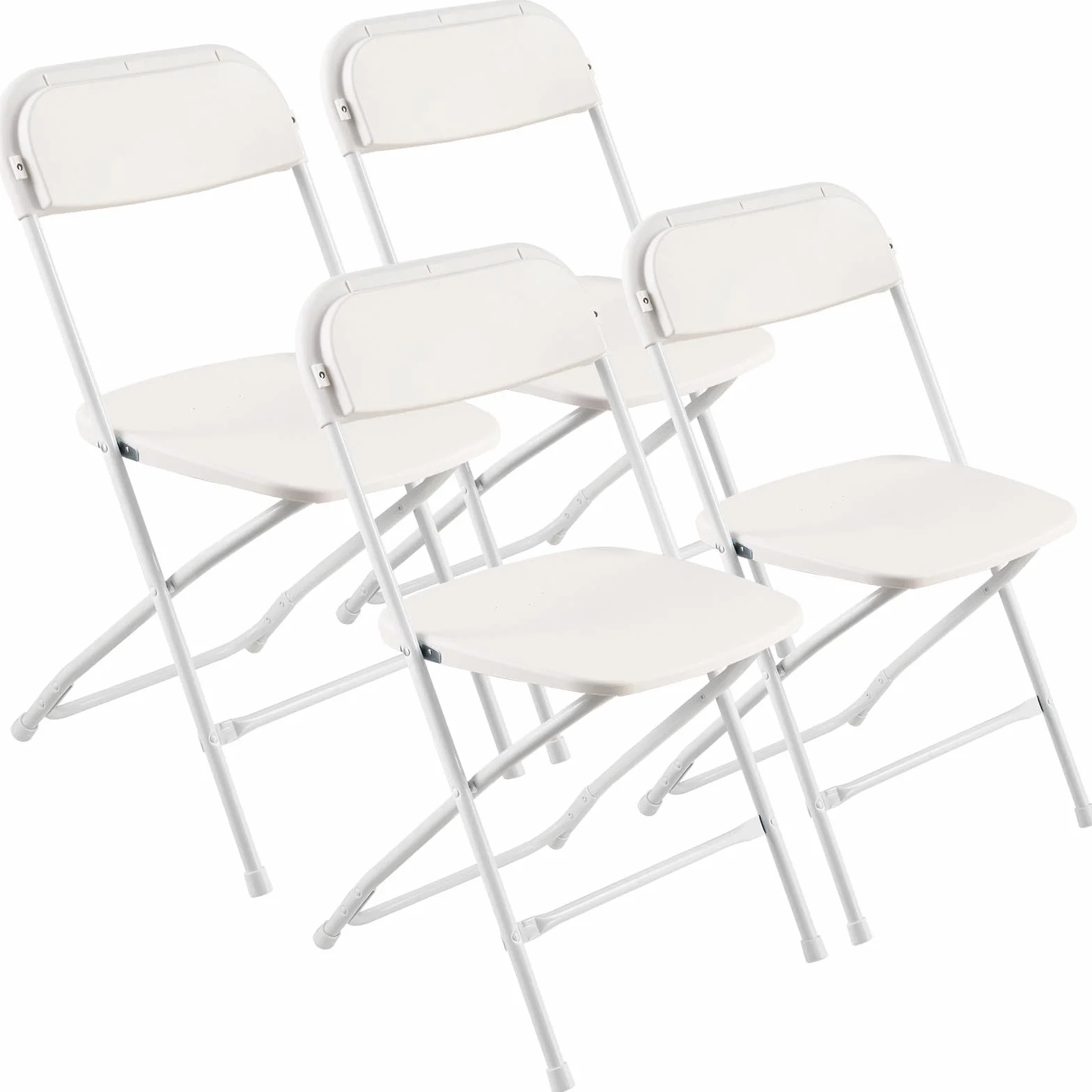 VEVOR Lot de 4 Chaises Pliantes Portables, Chaise de Salle à Manger en Plastique avec Cadre en Métal, Sièges Empilables pour Intérieur et Extérieur, Maison, Cour, Jardin, Fêtes, Événements, Blanc