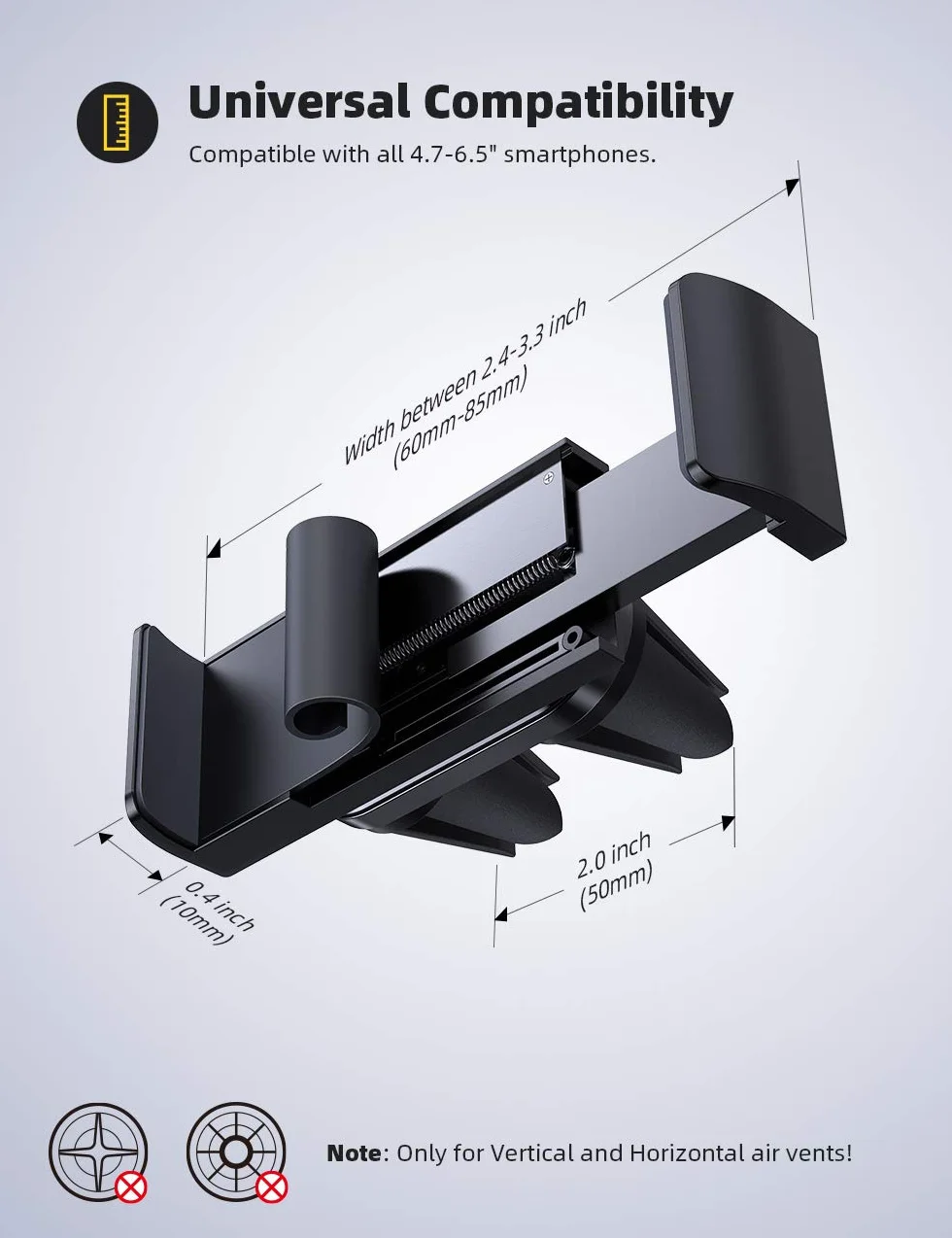 Lamicall Uchwyt samochodowy na telefon, uniwersalny uchwyt wentylacyjny - Uchwyt obrotowy 360 do iPhone 12 Pro Max, 11 Pro Xs XR X 8P 7 7P 6S, Samsung S10 S9, Huawei, więcej telefonów komórkowych