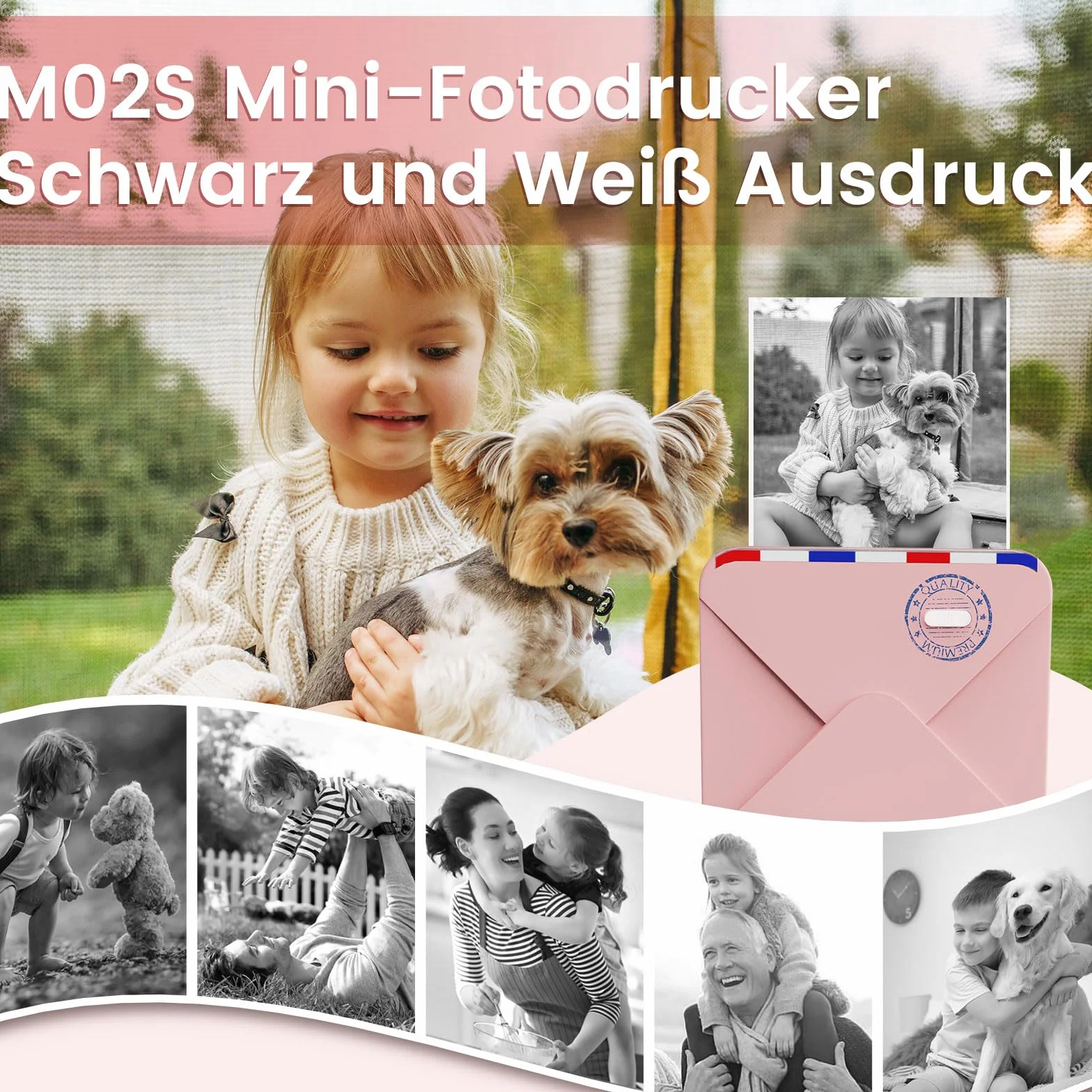 Mini Drukarka termiczna Bluetooth M02S, drukarka fotograficzna do smartfona, naklejki, kieszonkowa do nauki