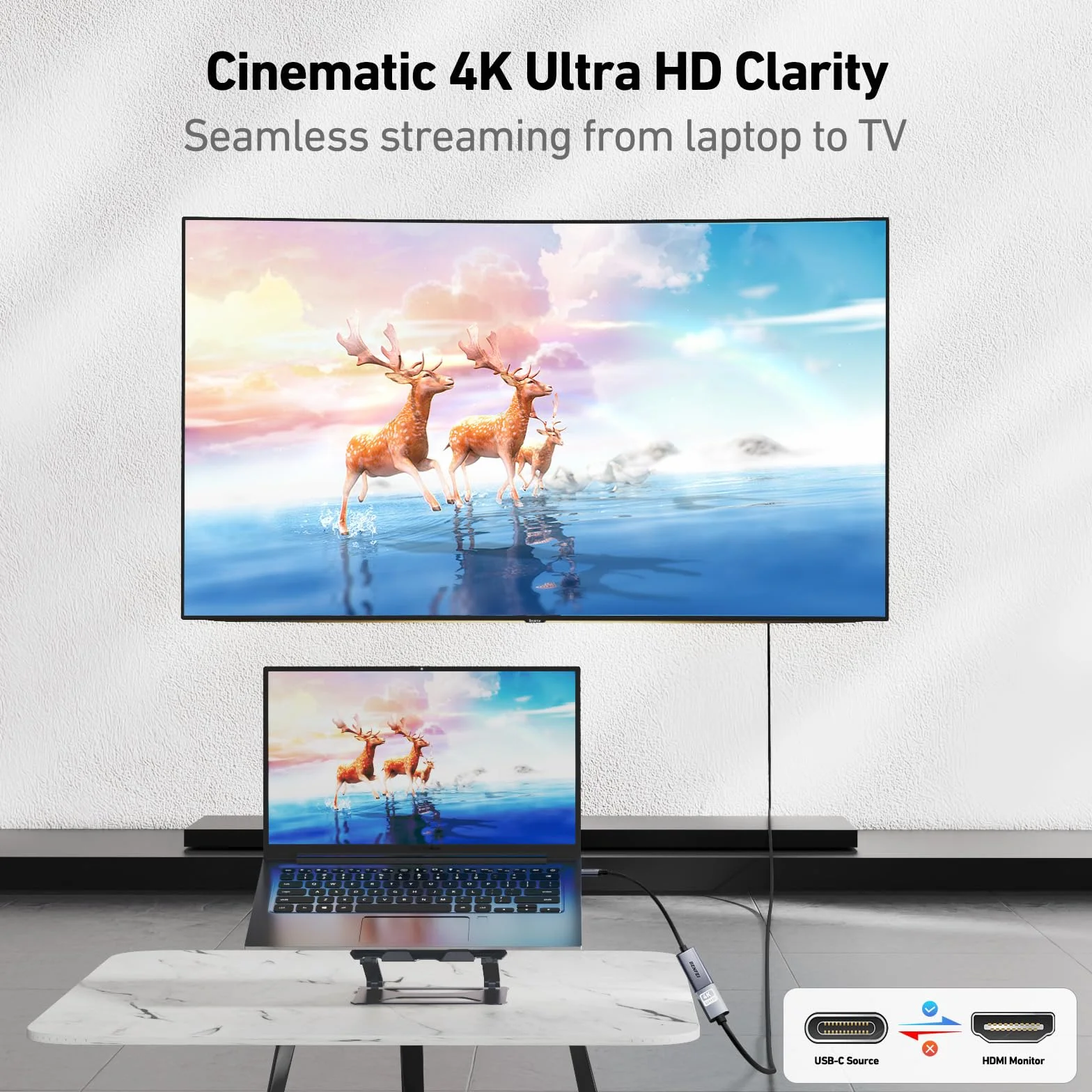 BENFEI USB C do HDMI Adapter 4K@60Hz, Adapter USB Type-C do HDMI [kompatybilny z Thunderbolt 3/4] z iPhone 16 Pro/Max, MacBook Pro/Air 2023, iPad Pro, iMac, Galaxy S23, XPS 17, Surface Book 3
