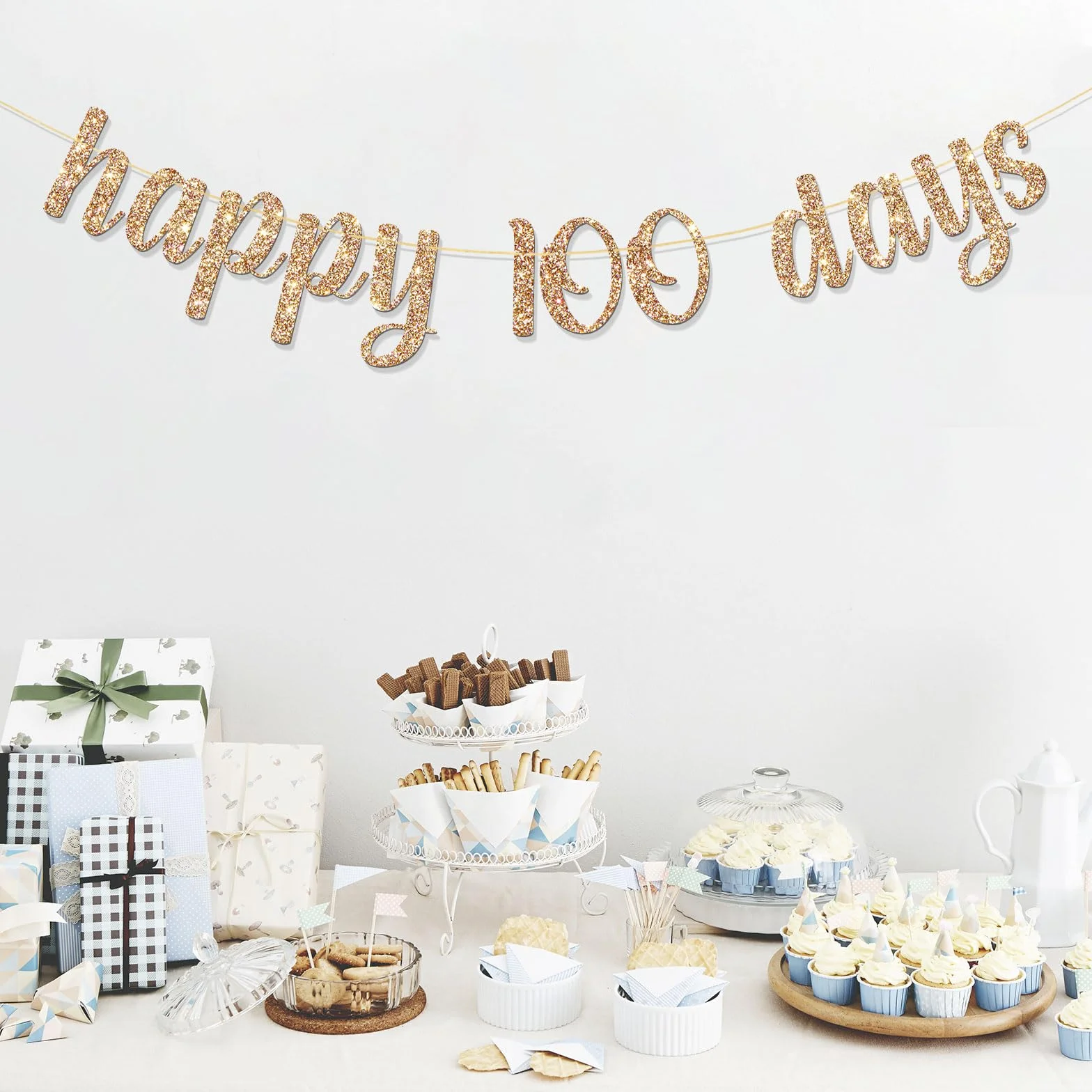Guirlande Happy 100 Days Bébé – Décoration Fête Prénatale Anniversaire Cent Jours