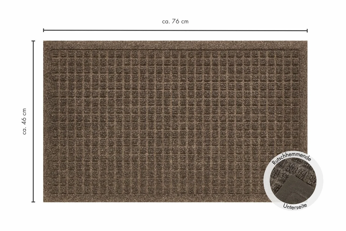andiamo Paillasson Kenora Antidérapant Lavable Design nid d'abeille Tapis de Porte 46 x 76 cm Marron