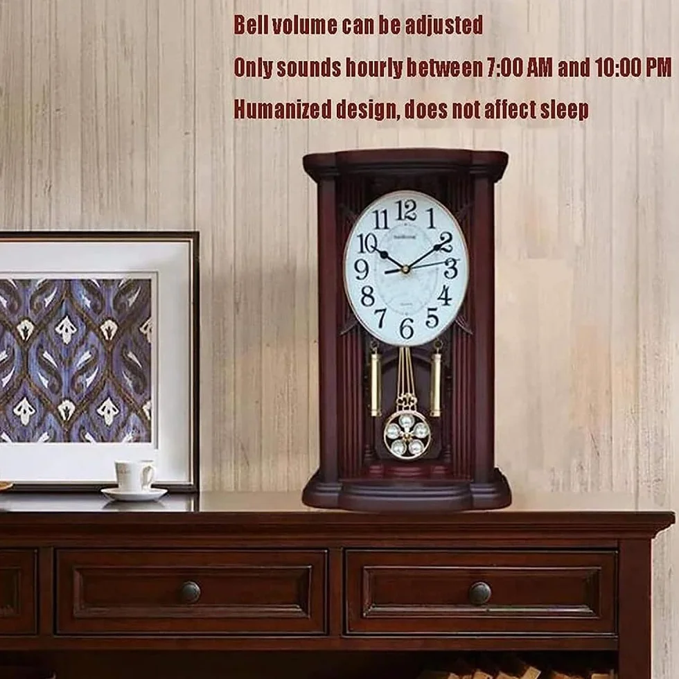 Horloge de Cheminée Vintage à Pendule avec Carillon Westminster en Bois