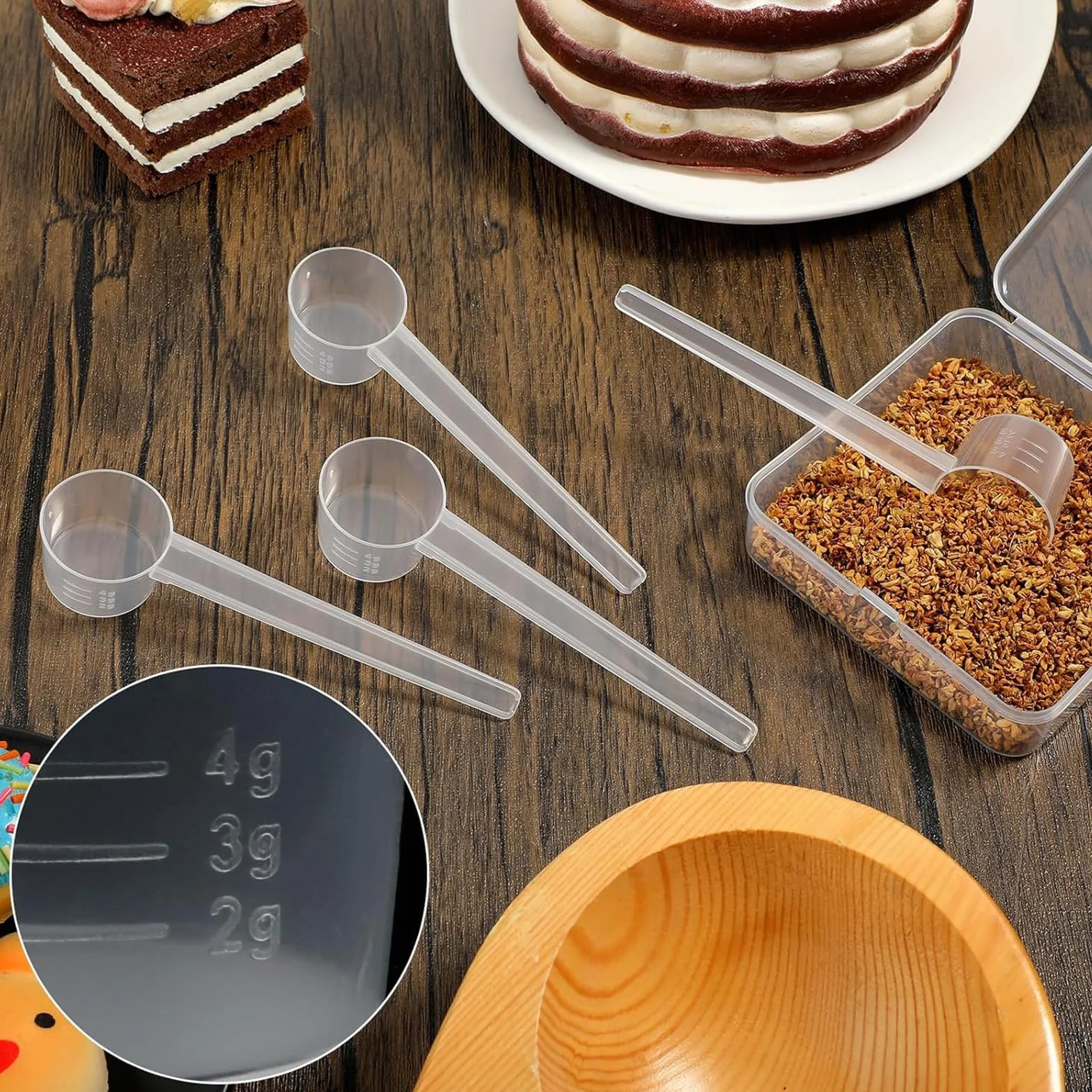 Cuillères Doseuses Transparentes 5g Plastique Mesureur Protéine Poudre Café avec Graduation
