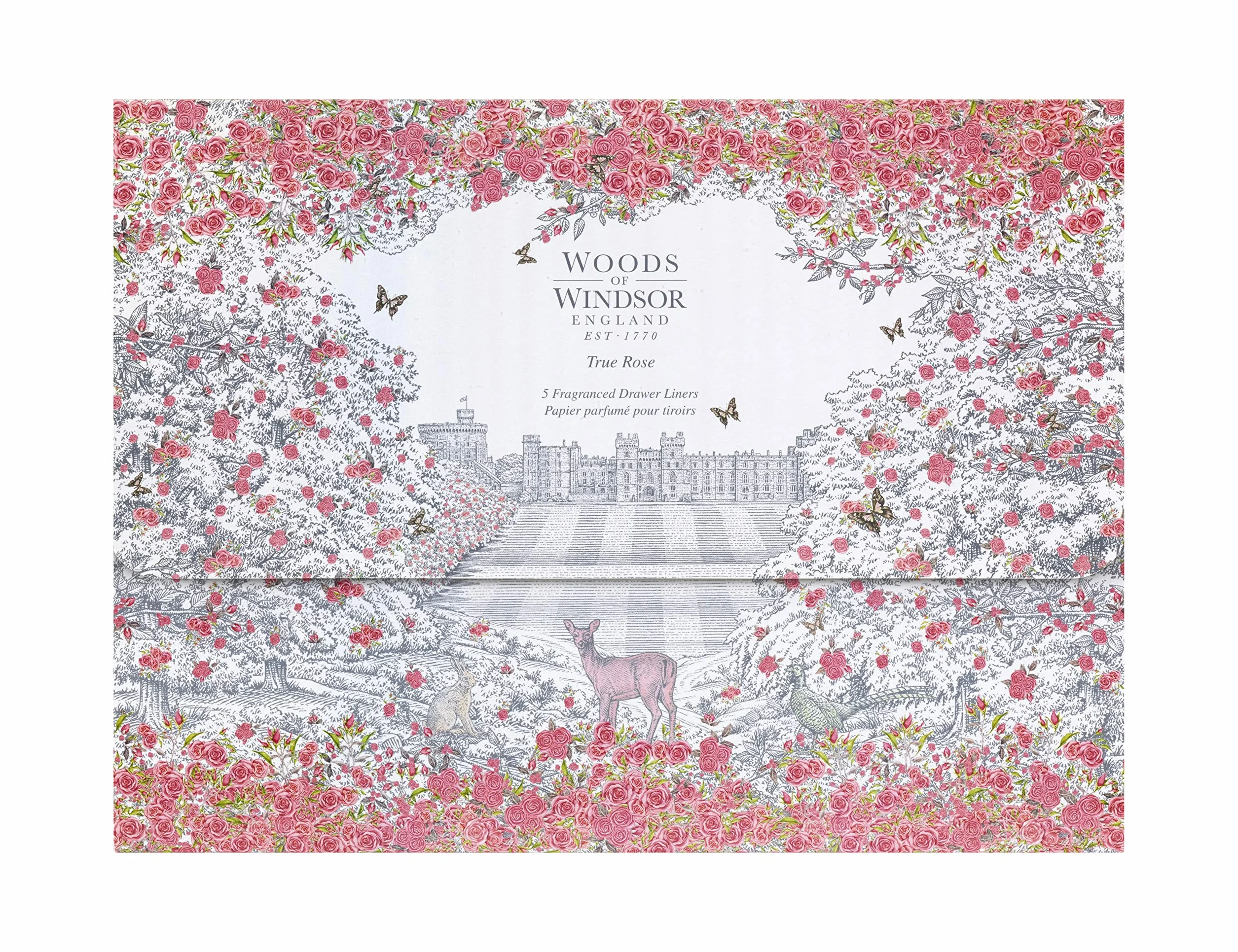 Woods of Windsor Lot de 5 doublures de tiroir parfumées à la Rose 35cm x 50cm pour vêtements et linge de maison