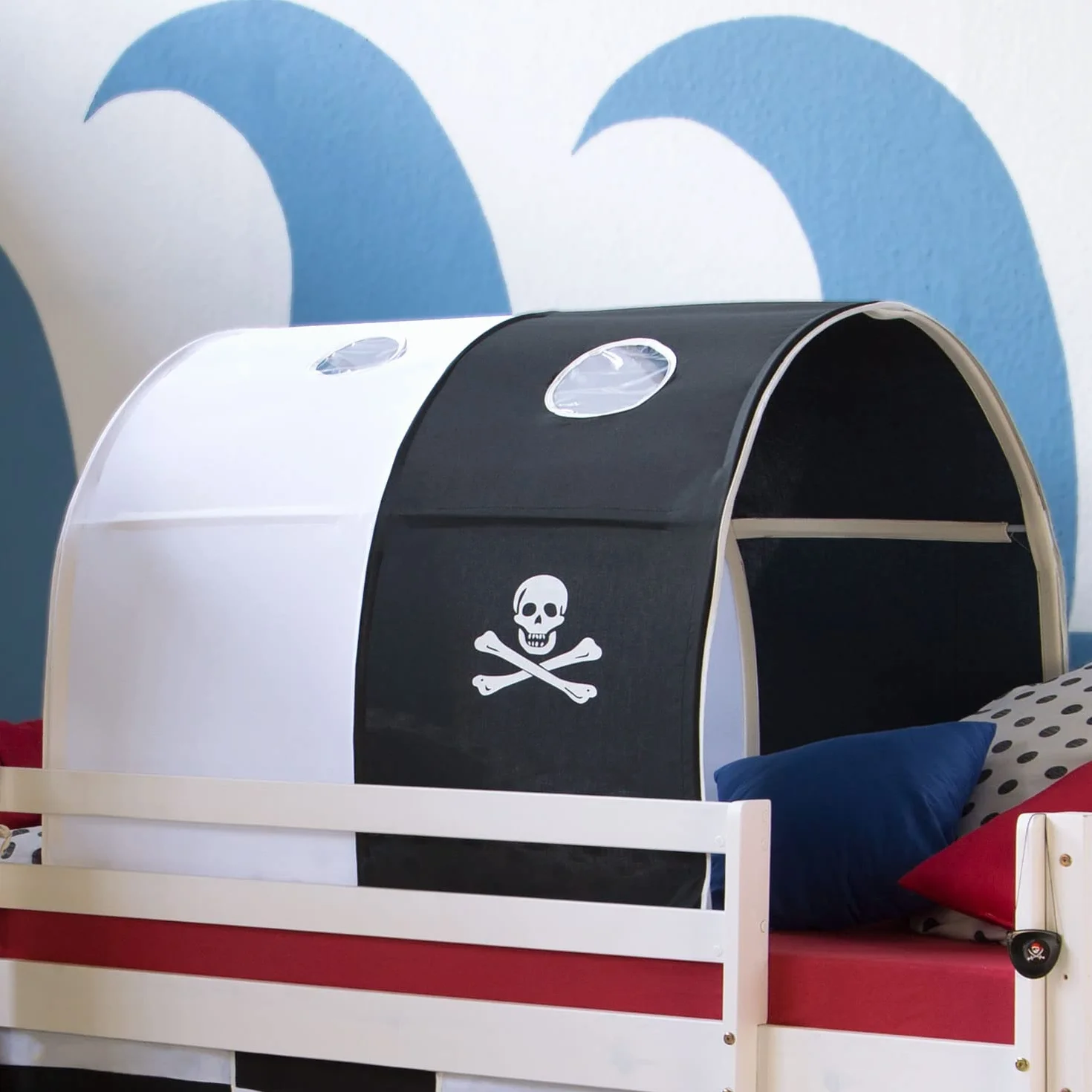 Homestyle4u Tunnel pour Enfant Lit Design, Bois, Bois Dense, Noir, 100 x 90 x 70 cm