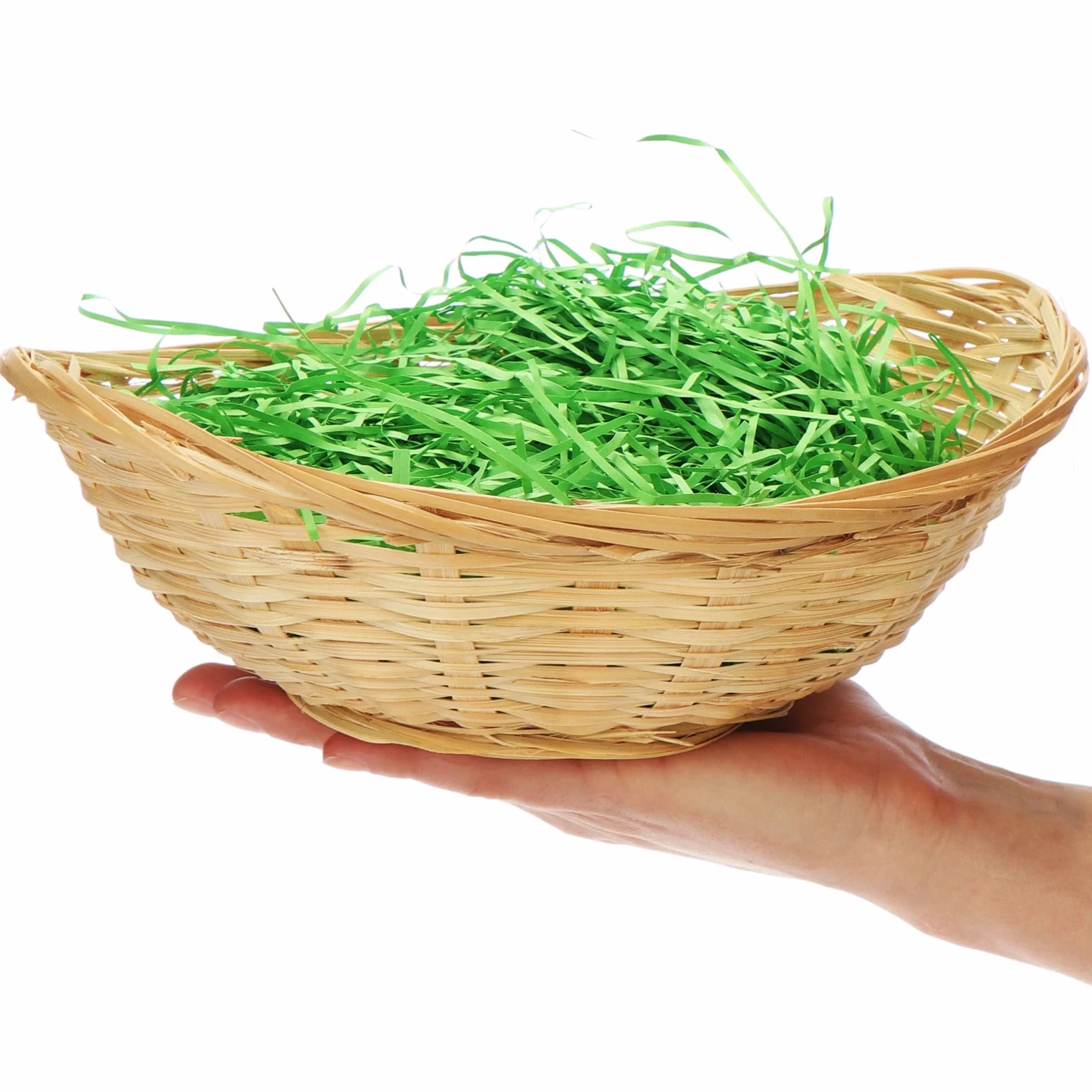 COM-FOUR 10x panier en raphia naturel pour décoration de Pâques - nid de Pâques - ovale 11,5 cm