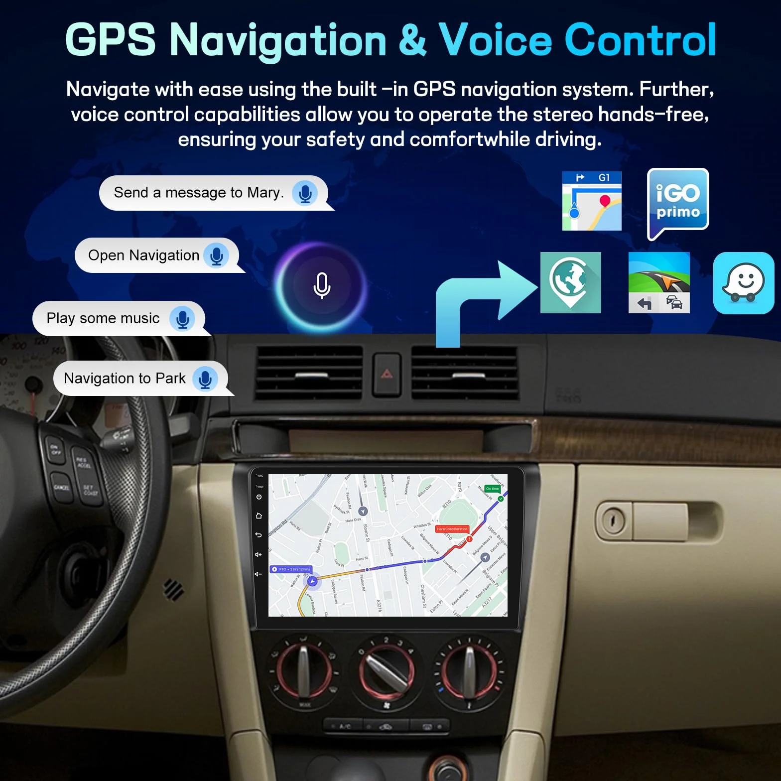 [2G+64G] Android Radio samochodowe do Mazda 3 2003-2009, nawigacja GPS, 9-calowy ekran dotykowy Radio z bezprzewodowym CarPlay i Android Auto, EQ DSP, WiFi, FM RDS, Bluetooth, SWC+kamera cofania