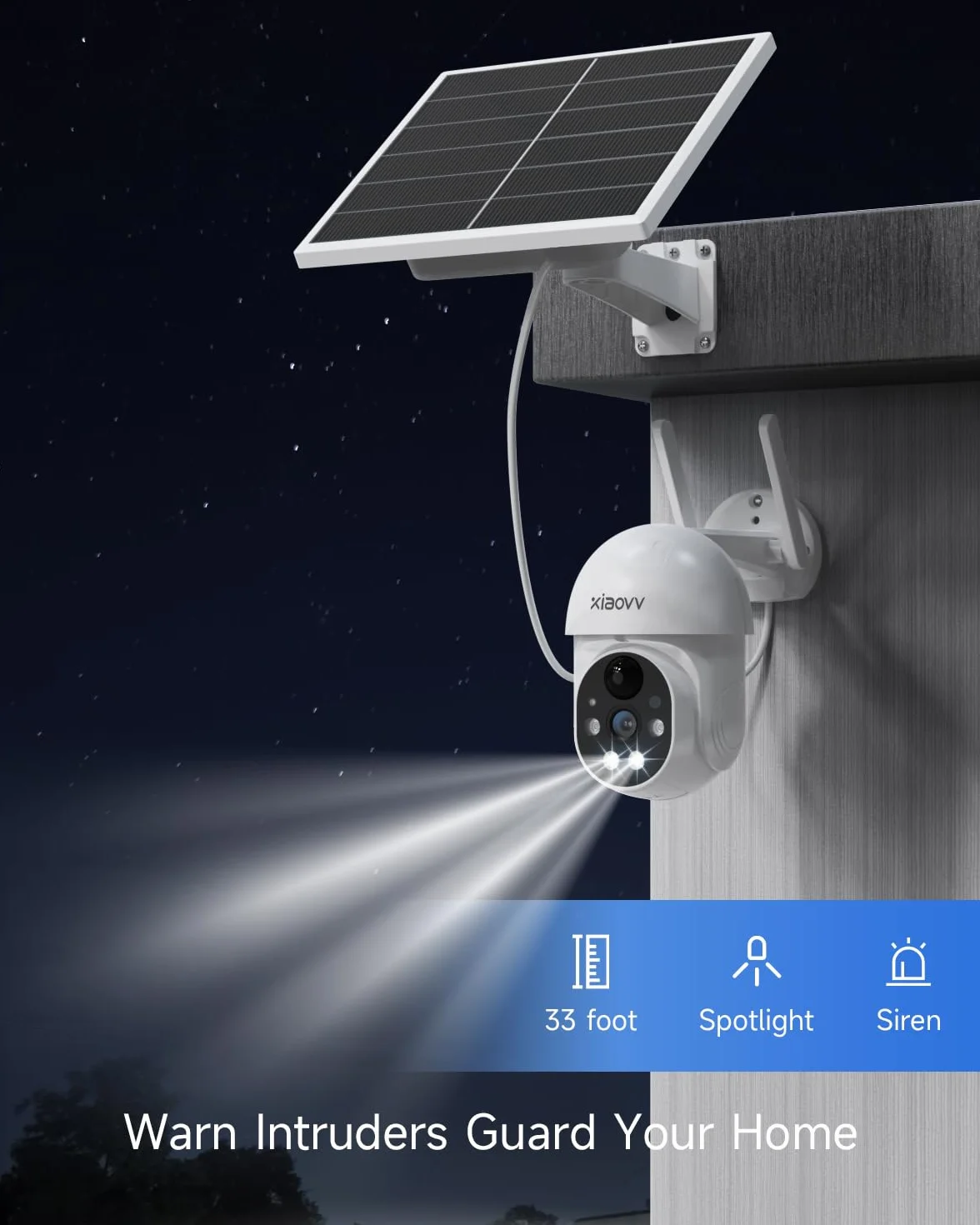 XIAOVV, Kamera monitoringowa o rozdzielczości 2 MP HD, zewnętrzna kamera monitorująca 10 000 mAh, 2,4 G, WiFi, kamera do monitoringu zewnętrznego, łatwa instalacja bezprzewodowa, kamera solarna
