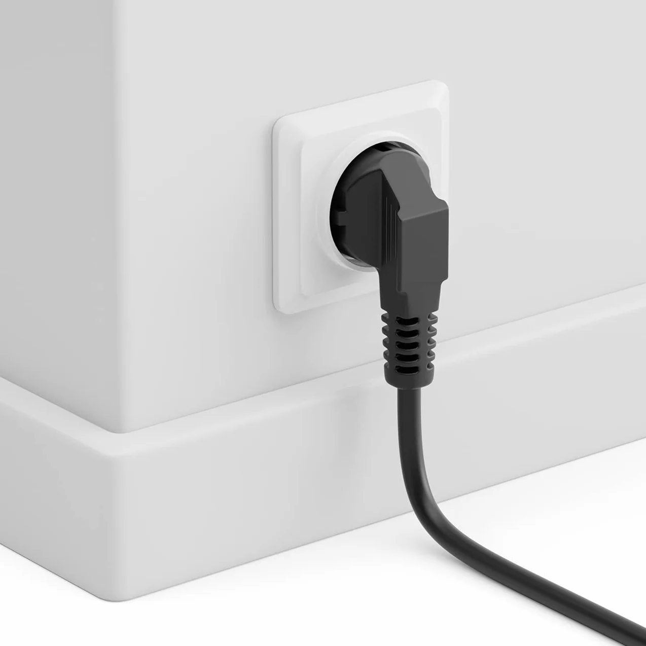 deleyCON 1m Câble Alimentation Type F CEE 7/7 C13 90° Coudée Noir