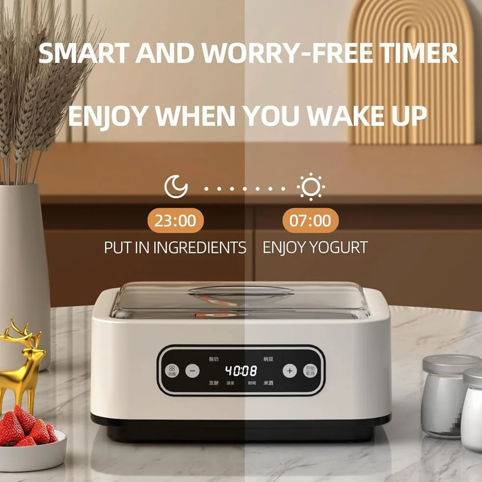 Machine Automatique du Fabricant de Yogourt avec Contrôle de Température 36 Heures Incubateur de Temps Réglable, Fiche de 1,6 L UE