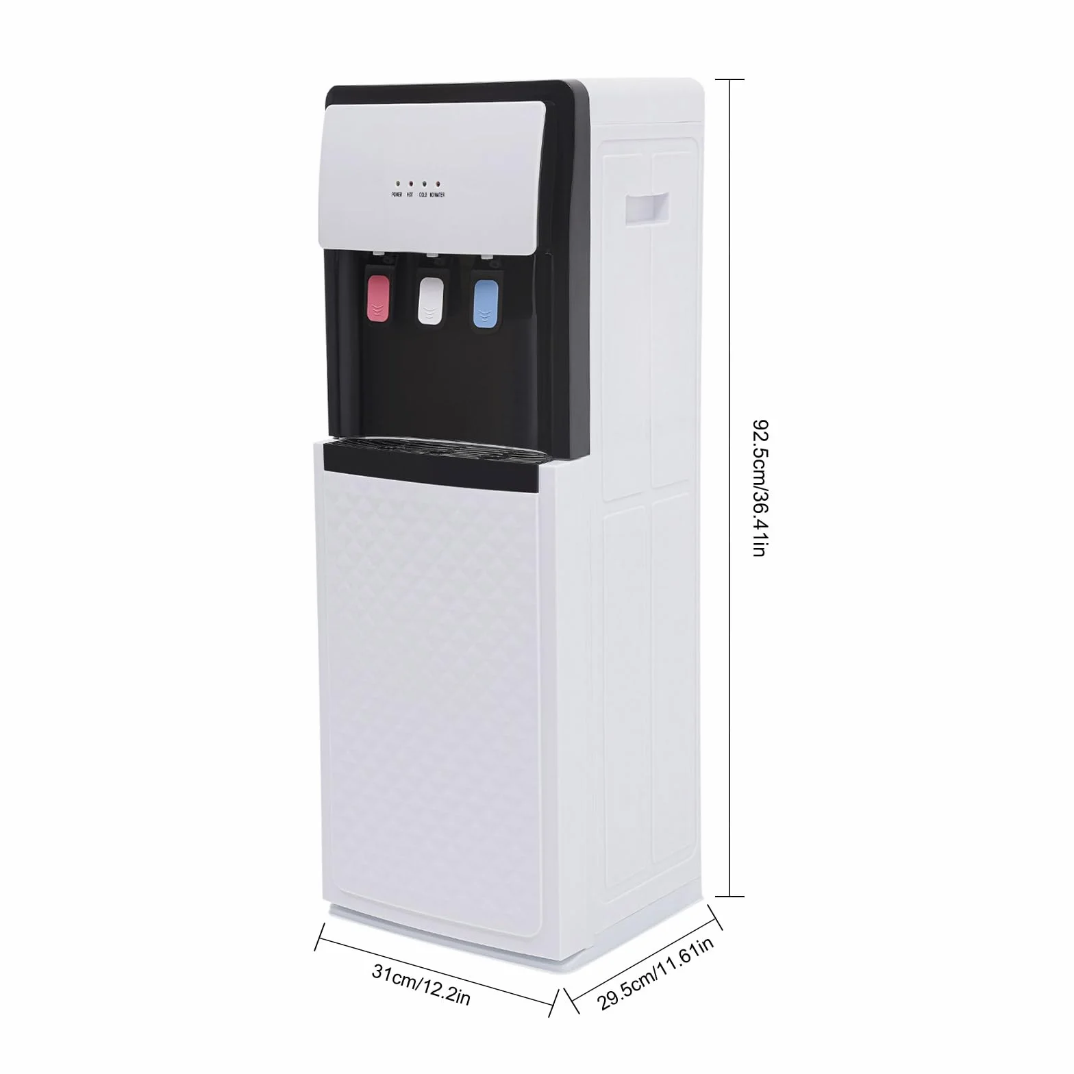 Fontaine à Eau Chaude et Froide, Distributeur d'eau Chargement par Le Bas, sans Soulever, 90W/500W Ultra-Silencieux, Réservoir PP Alimentaire, Idéal pour Bureau, Maison, Crèche - Blanc