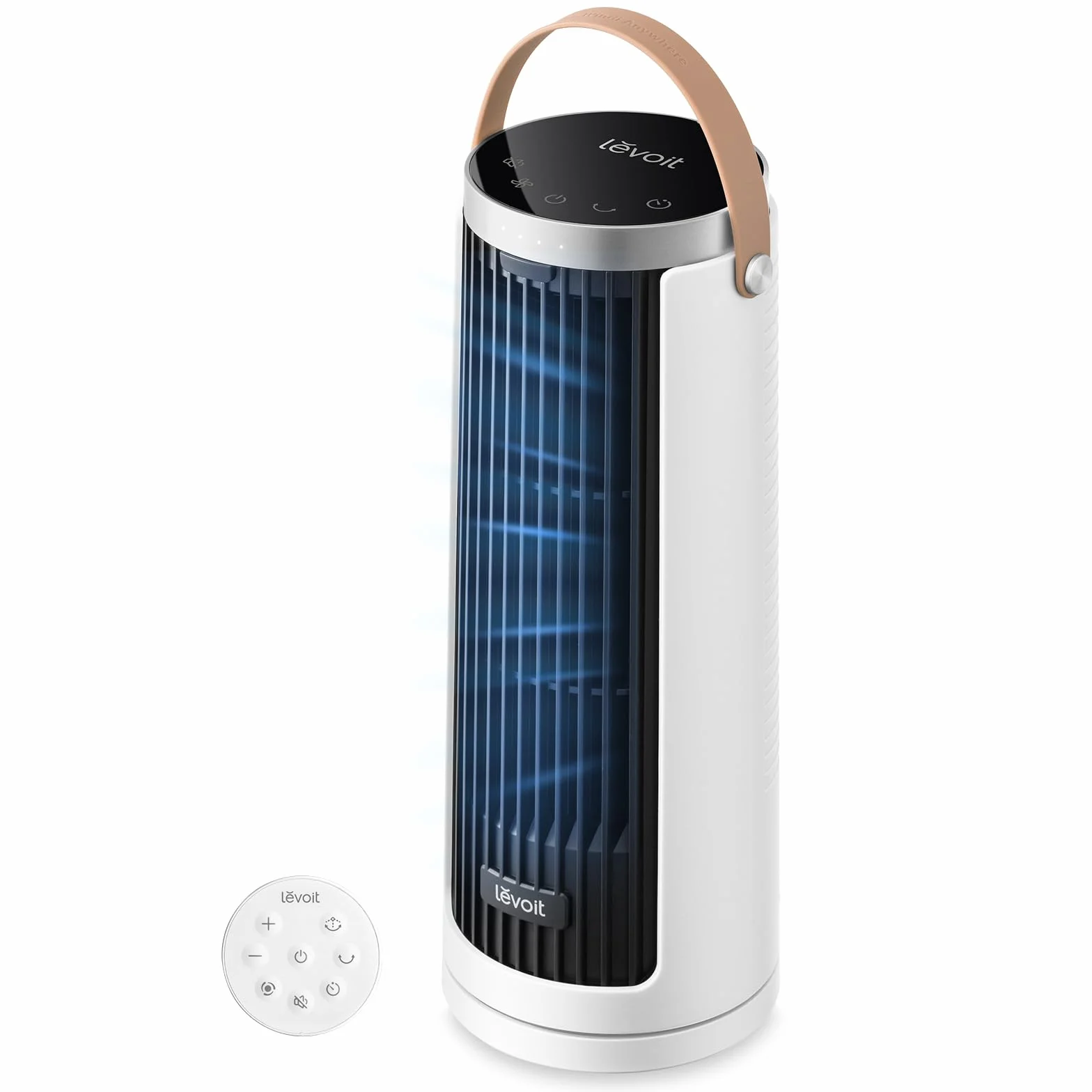 Levoit Windi Mini Ventilateur Colonne Silencieux 20 dB Moteur DC 7 m/s 4 Vitesses Oscillation 90° Minuterie 12H Télécommande