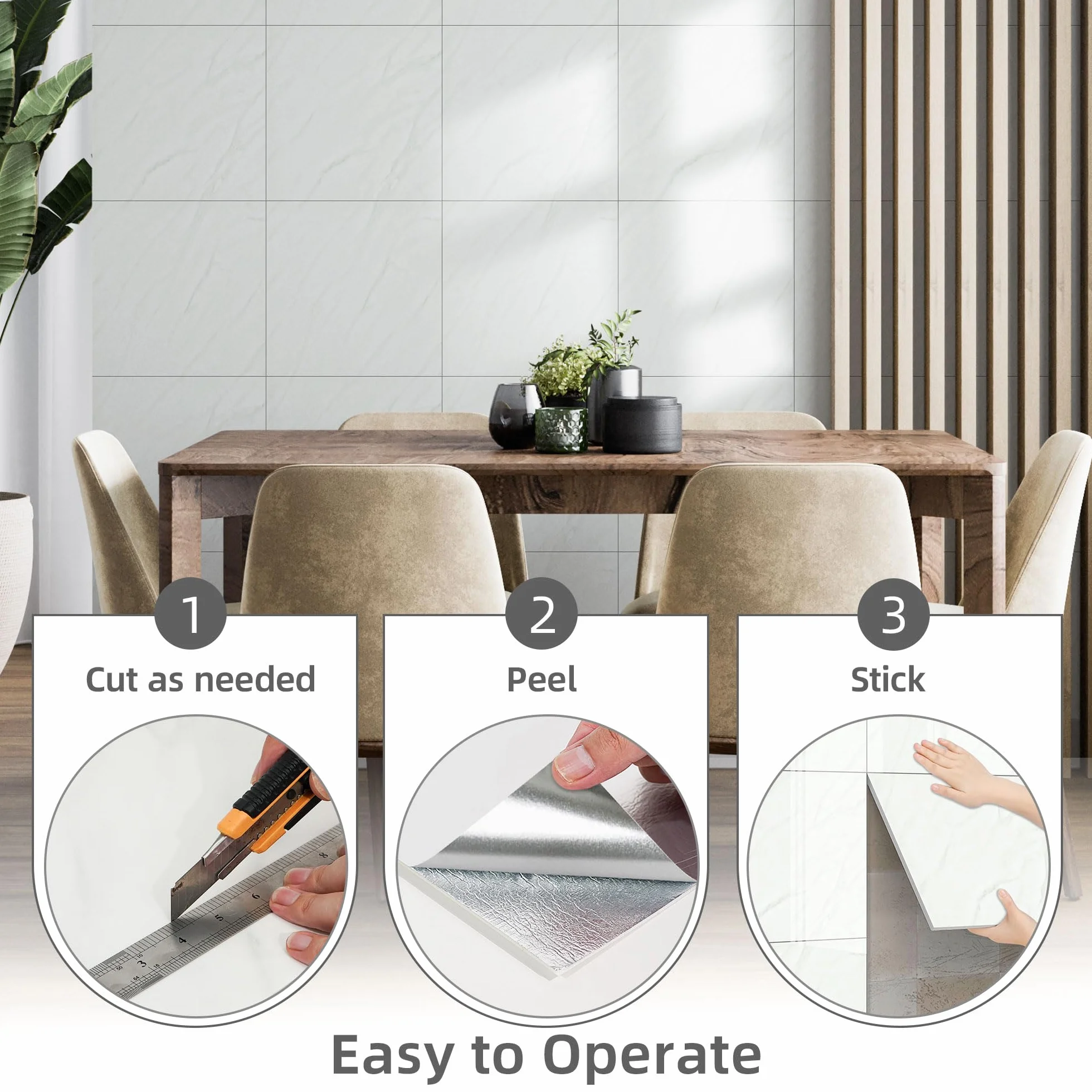 Vieshful Carrelages Adhésifs en Marbre 30 x 30 cm pour Cuisine Salle de Bains