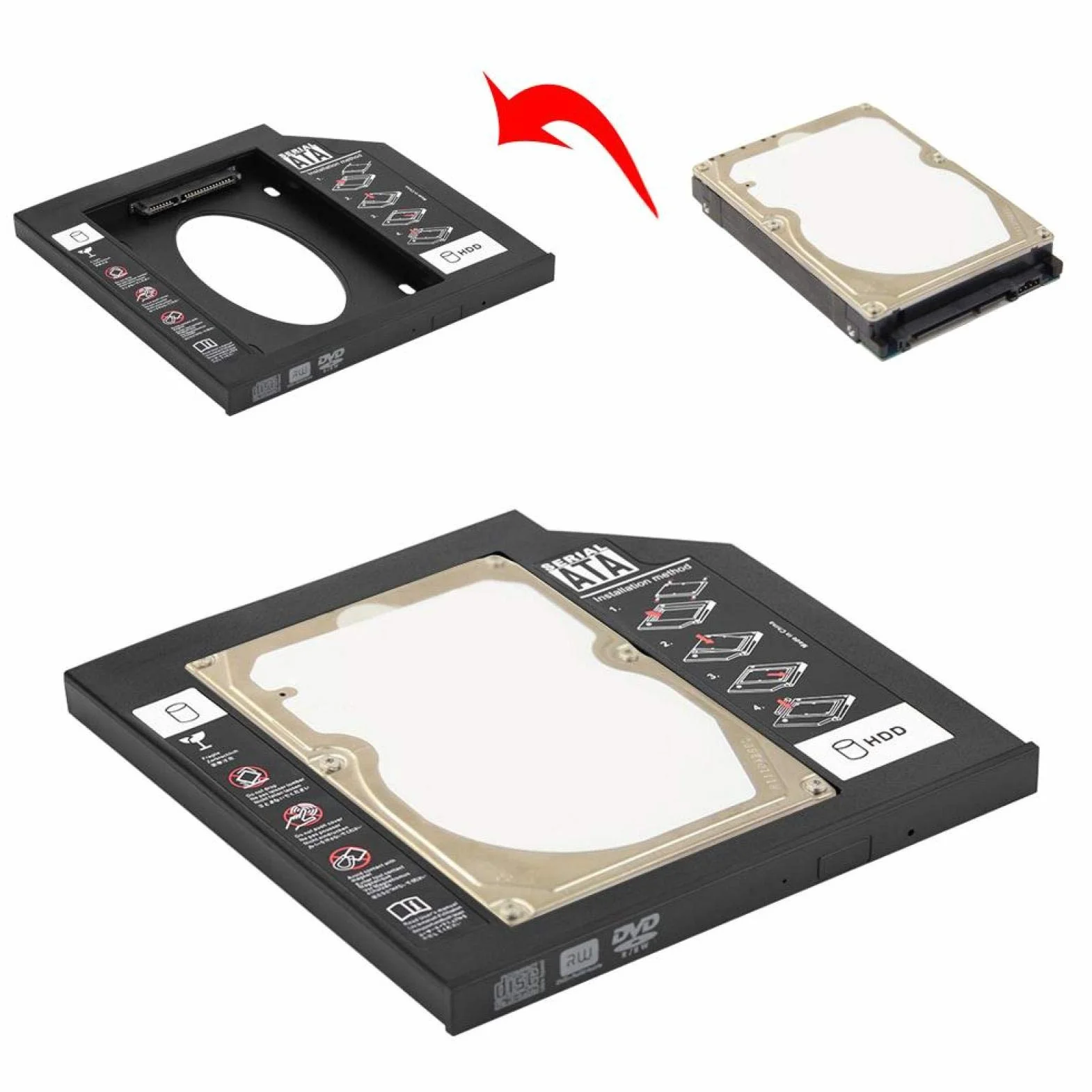 VBESTLIFE 2,5 "SATA HDD SSD Dysk twardy Adapter 9,5 mm /12,7 mm do laptopa (12,7 mm)