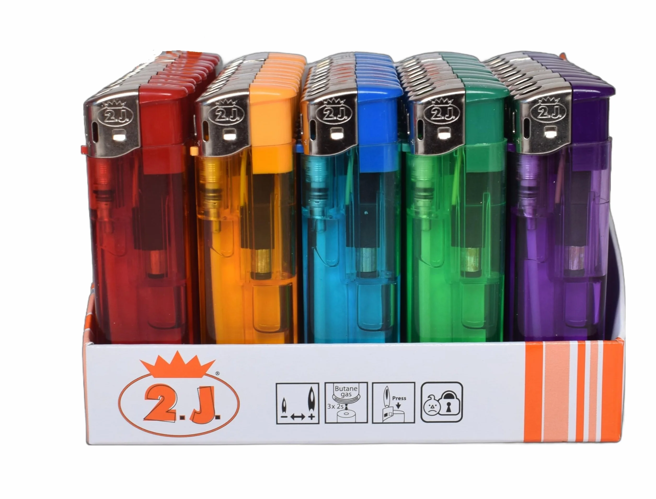 Lot de 50 Briquets Jetables Électroniques Slim à Gaz Translucides Assortiment 5 Couleurs